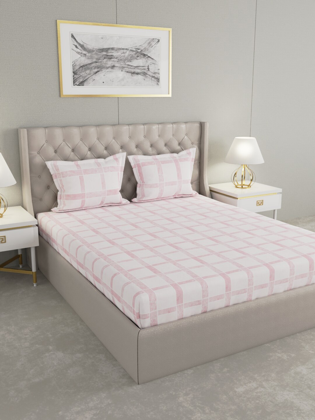 Raymond Home Pink & White Geometric 104 TC King Bedsheet with 2 Pillow Covers
Raymond Home Pink & White Geometric 104 TC King Bedsheet with 2 Pillow Covers