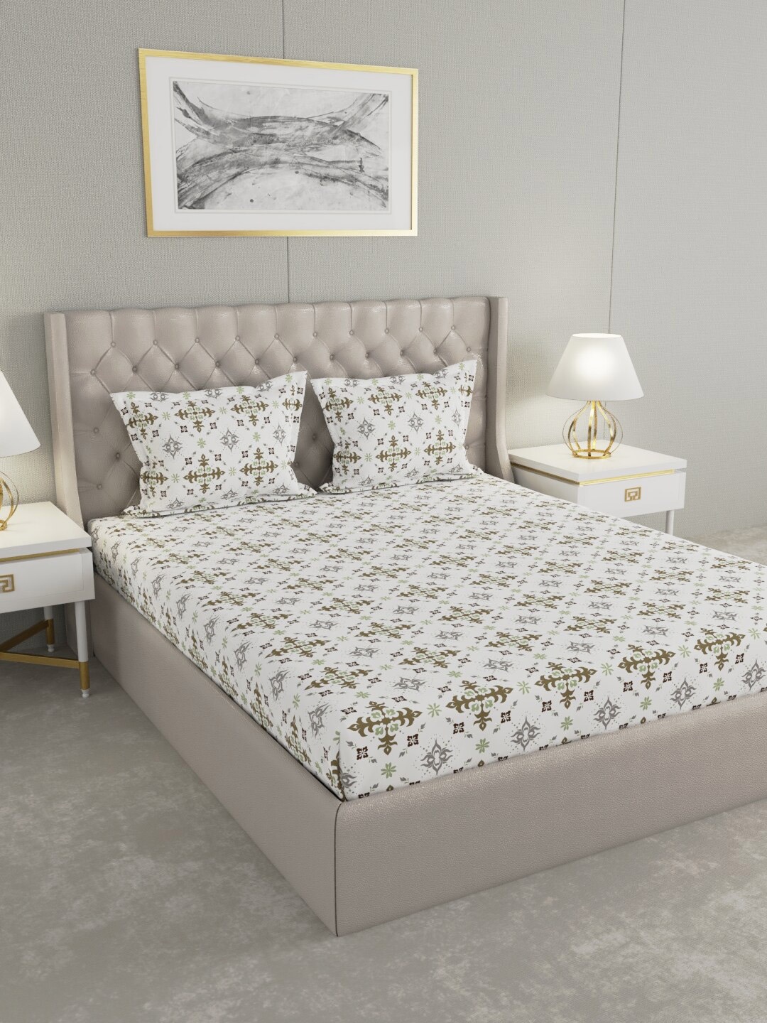 Raymond Home Green & White Ethnic Motifs 104 TC King Bedsheet with 2 Pillow Covers
Raymond Home Green & White Ethnic Motifs 104 TC King Bedsheet with 2 Pillow Covers