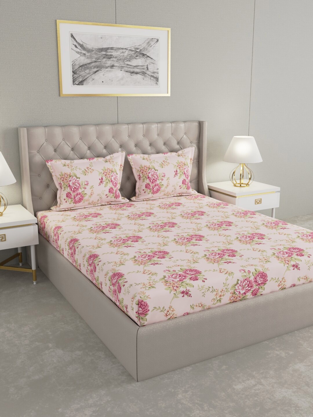 Raymond Home Pink & Green Floral Printed 104 TC Cotton King Bedsheet with 2 Pillow Covers
Raymond Home Pink & Green Floral Printed 104 TC Cotton King Bedsheet with 2 Pillow Covers