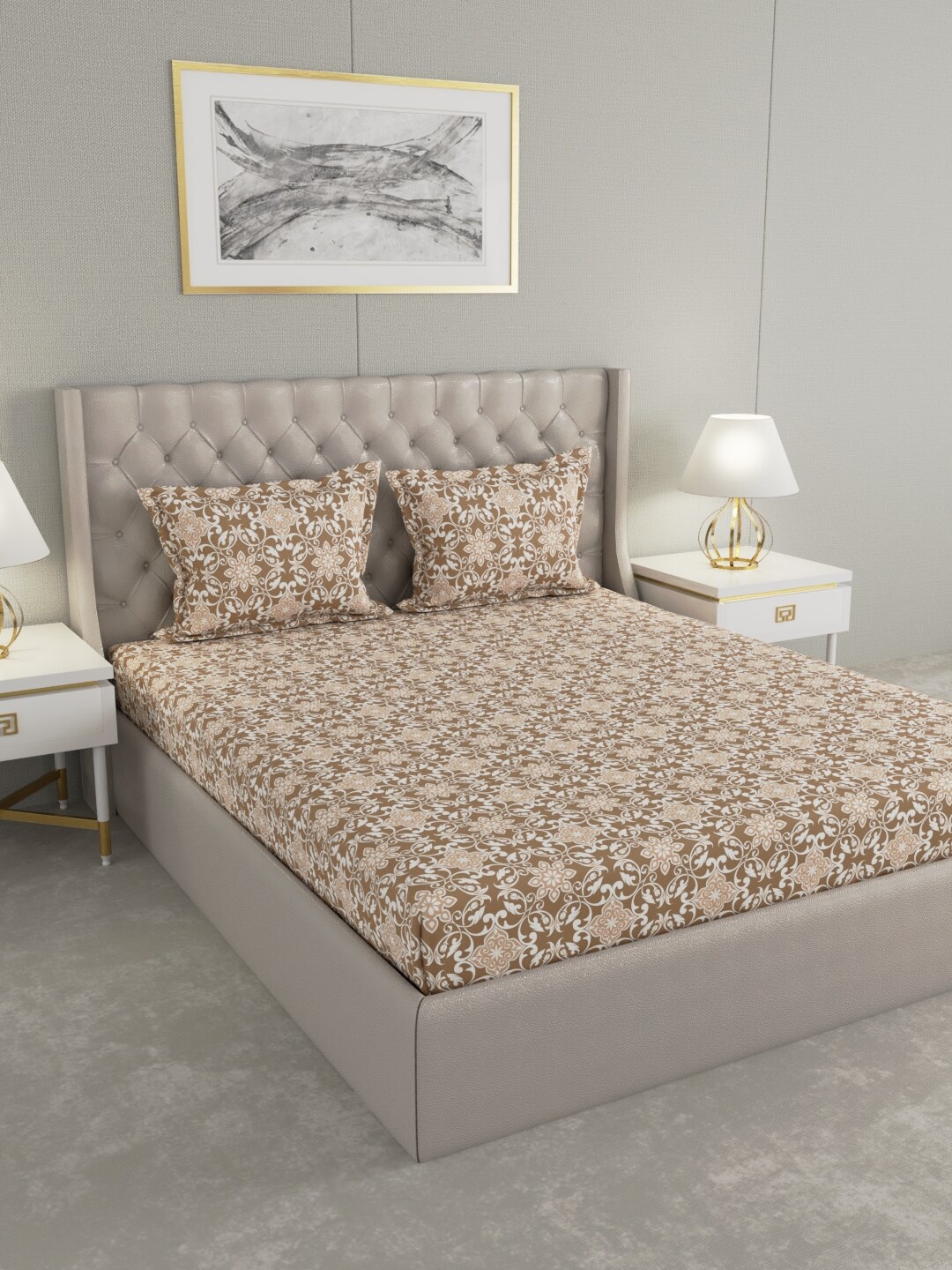 Raymond Home Brown & White Floral Printed Pure Cotton 104 TC King Bedsheet with 2 Pillow Covers
Raymond Home Brown & White Floral Printed Pure Cotton 104 TC King Bedsheet with 2 Pillow Covers