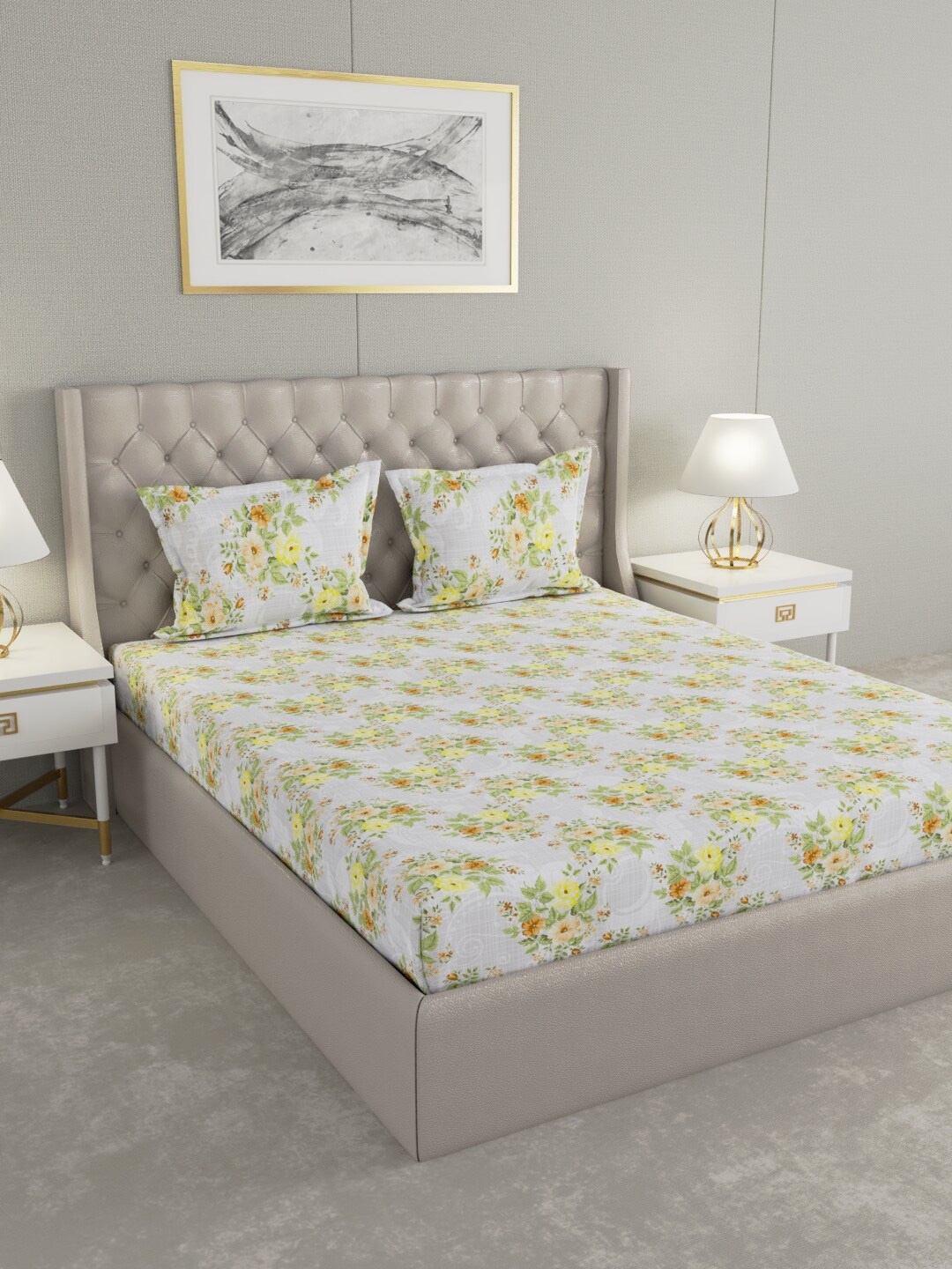 Raymond Home Off White & Yellow Floral Printed Pure Cotton 104 TC King Bedsheet with 2 Pillow Covers
Raymond Home Off White & Yellow Floral Printed Pure Cotton 104 TC King Bedsheet with 2 Pillow Covers
