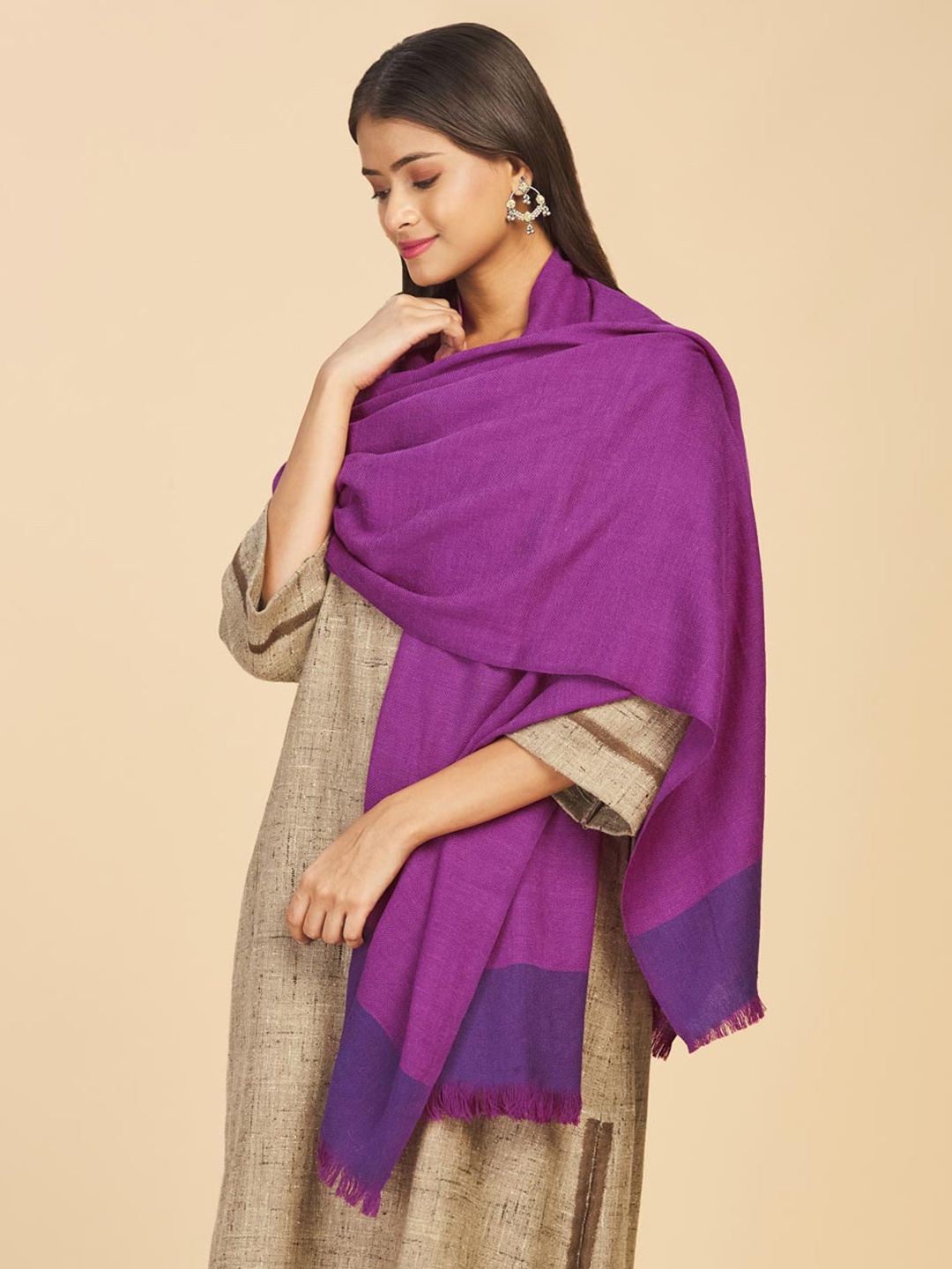 Fabindia Women Purple & Blue Stole