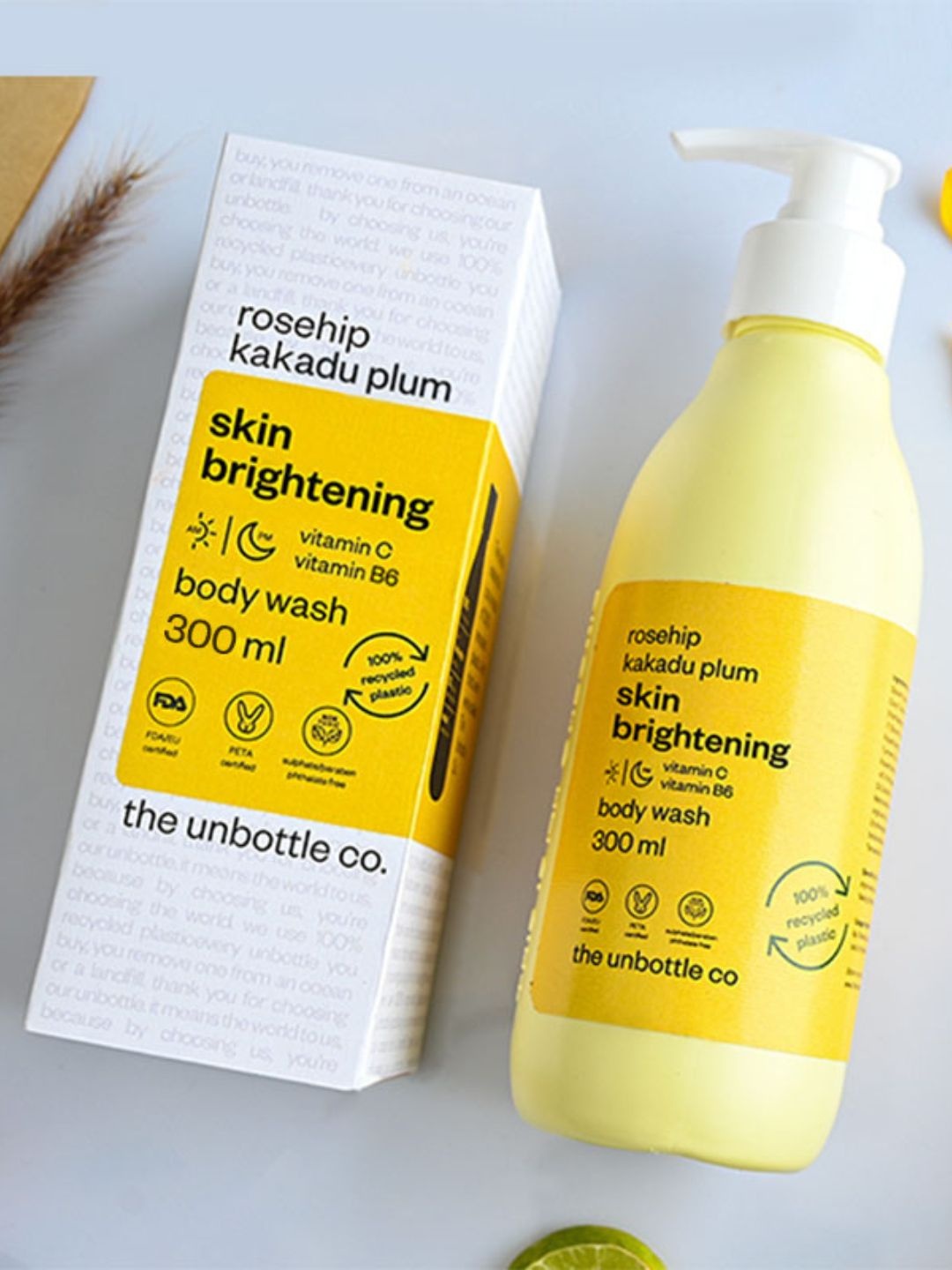 The Unbottle Co Skintelligent Skin Brightening Body Wash with Vitamin C & B6 300ml, Yellow
The Unbottle Co Skintelligent Skin Brightening Body Wash with Vitamin C & B6 300ml, Yellow