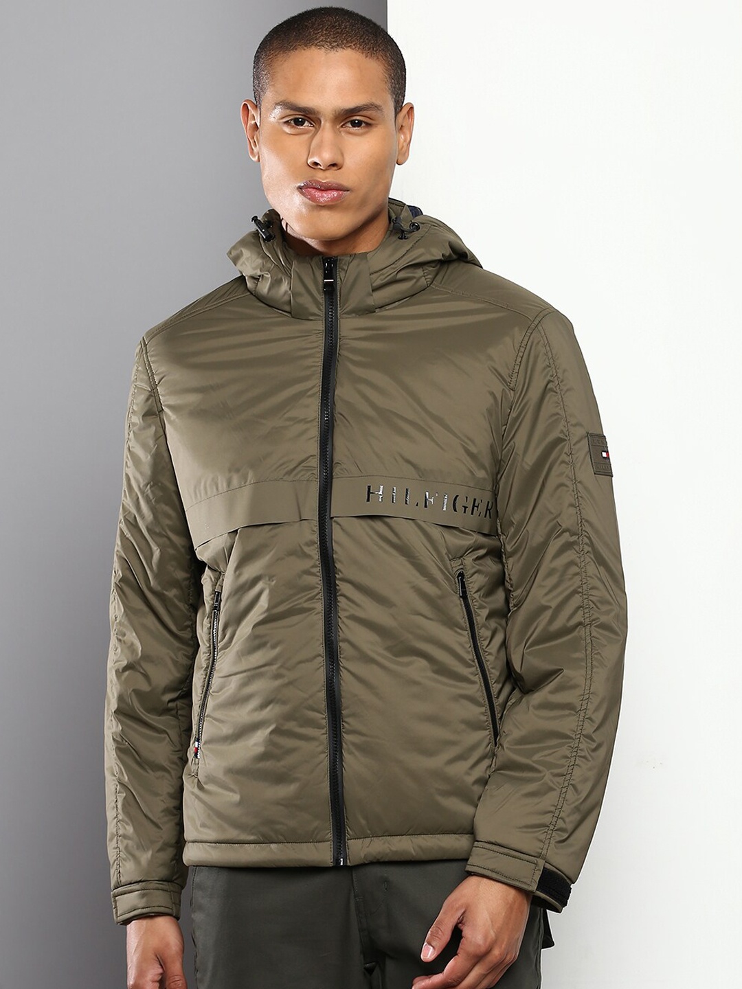 Tommy Hilfiger Men Khaki Hooded Padded Jacket