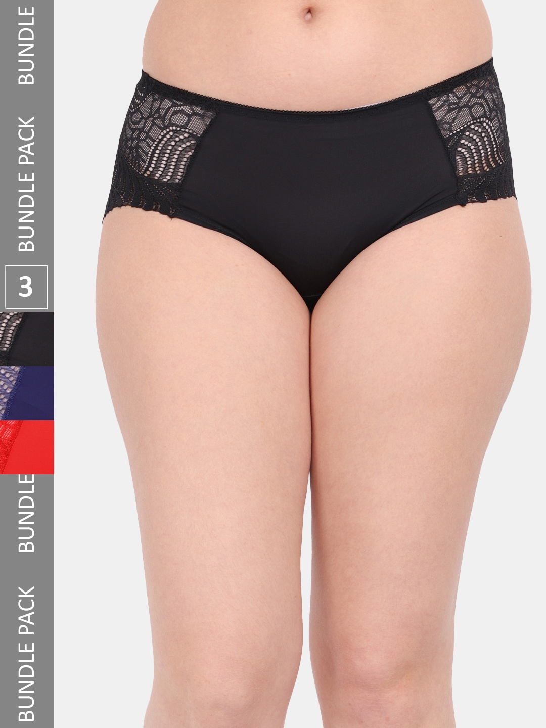 Amour Secret Women Pack of 3 Anti-Microbial Nylon Lace Briefs P3327_Blk_Nblu_Red, Black
Amour Secret Women Pack of 3 Anti-Microbial Nylon Lace Briefs P3327_Blk_Nblu_Red, Black