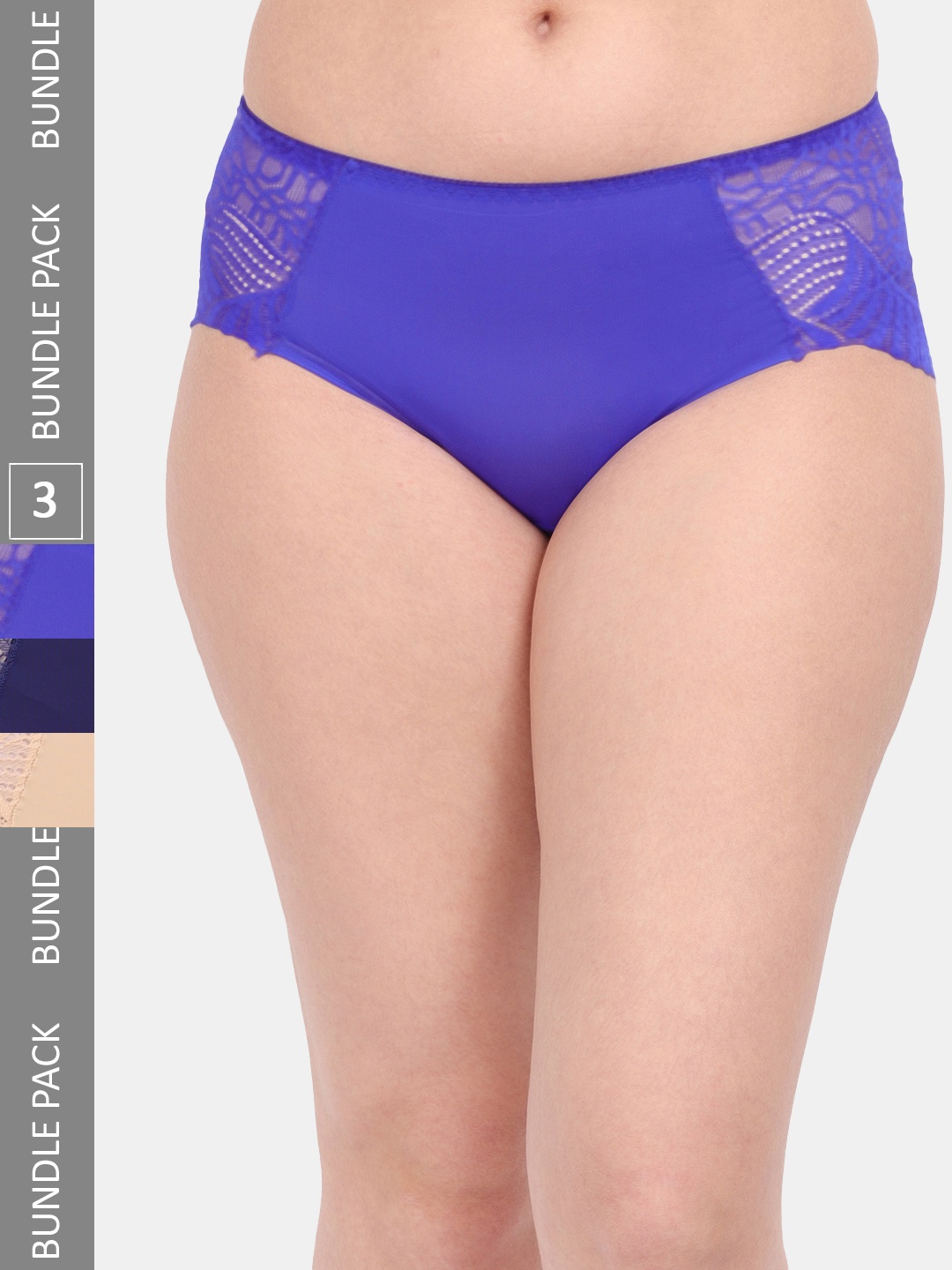 Amour Secret Women Pack Of 3 Anti-Microbial Hipster Lace Briefs P3327_Blu_Nblu_Nud, Blue
Amour Secret Women Pack Of 3 Anti-Microbial Hipster Lace Briefs P3327_Blu_Nblu_Nud, Blue