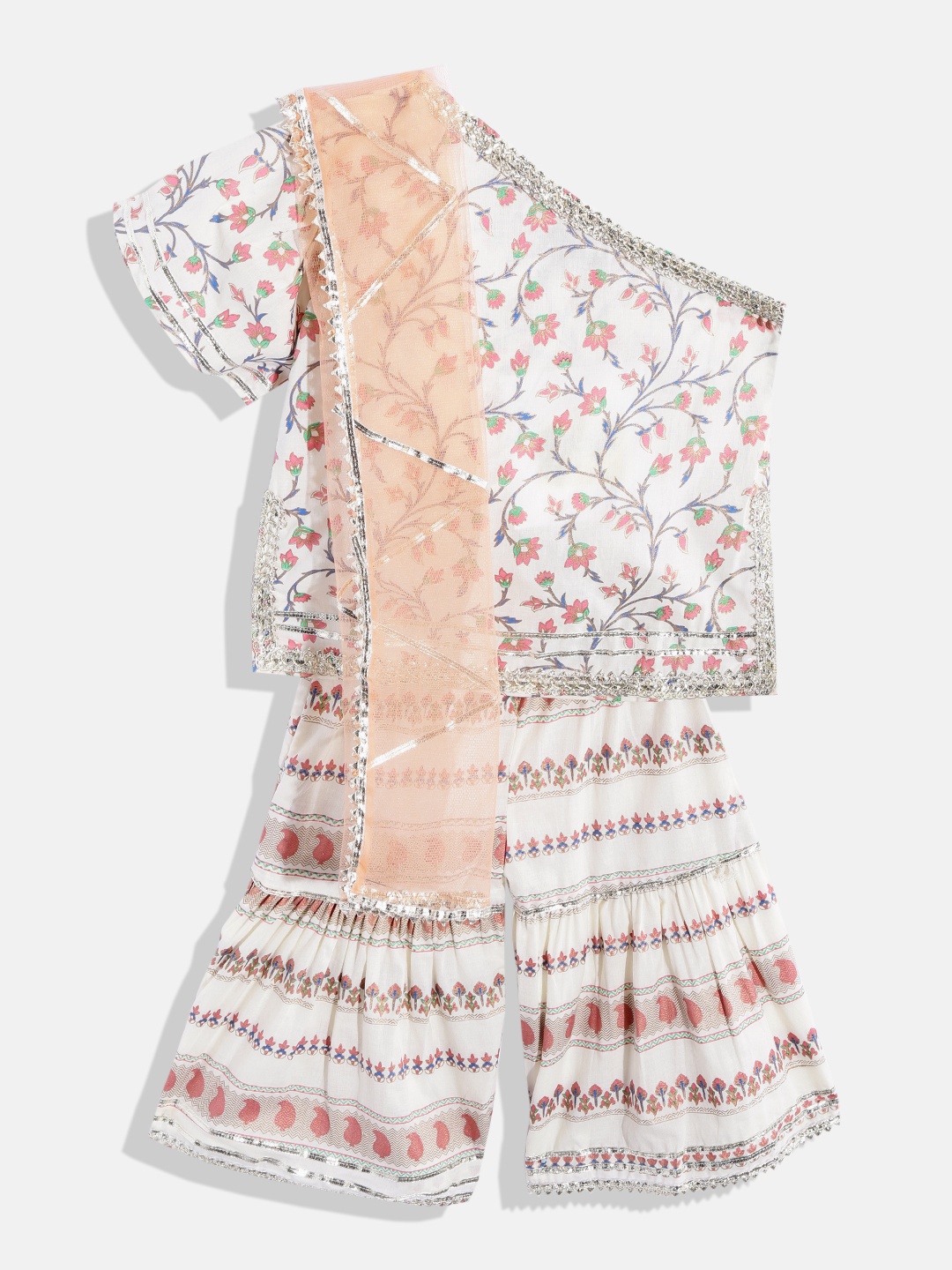 Readiprint Fashions Girls Cream-Coloured Gotta Patti Kurti With Sharara & With Dupatta
Readiprint Fashions Girls Cream-Coloured Gotta Patti Kurti With Sharara & With Dupatta