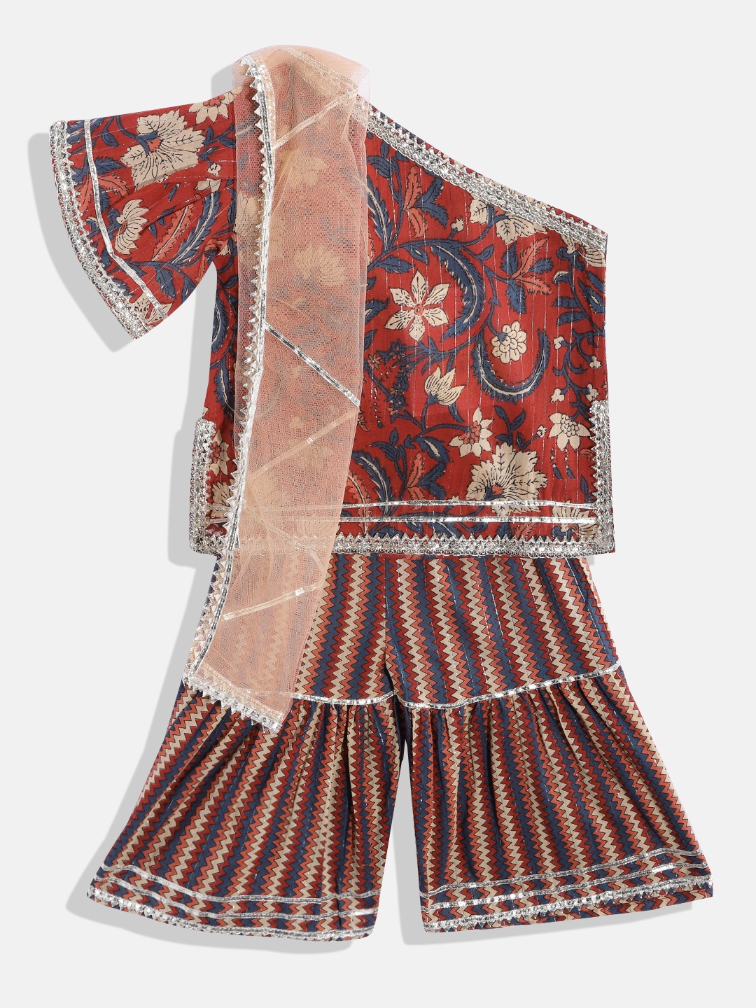 Readiprint Fashions Girls Red Floral Printed Gotta Patti Pure Cotton Kurti with Sharara & With Dupatta
Readiprint Fashions Girls Red Floral Printed Gotta Patti Pure Cotton Kurti with Sharara & With Dupatta
