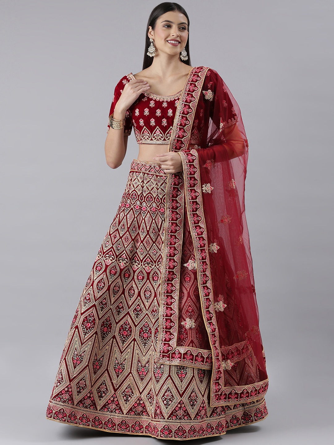 flaher Embroidered Beads & Stones Semi-Stitched Lehenga & Blouse With Dupatta, Maroon
flaher Embroidered Beads & Stones Semi-Stitched Lehenga & Blouse With Dupatta, Maroon