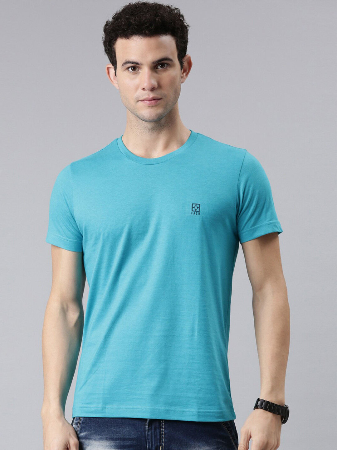 FASO Men Turquoise Blue Solid Organic Cotton T-shirt
FASO Men Turquoise Blue Solid Organic Cotton T-shirt