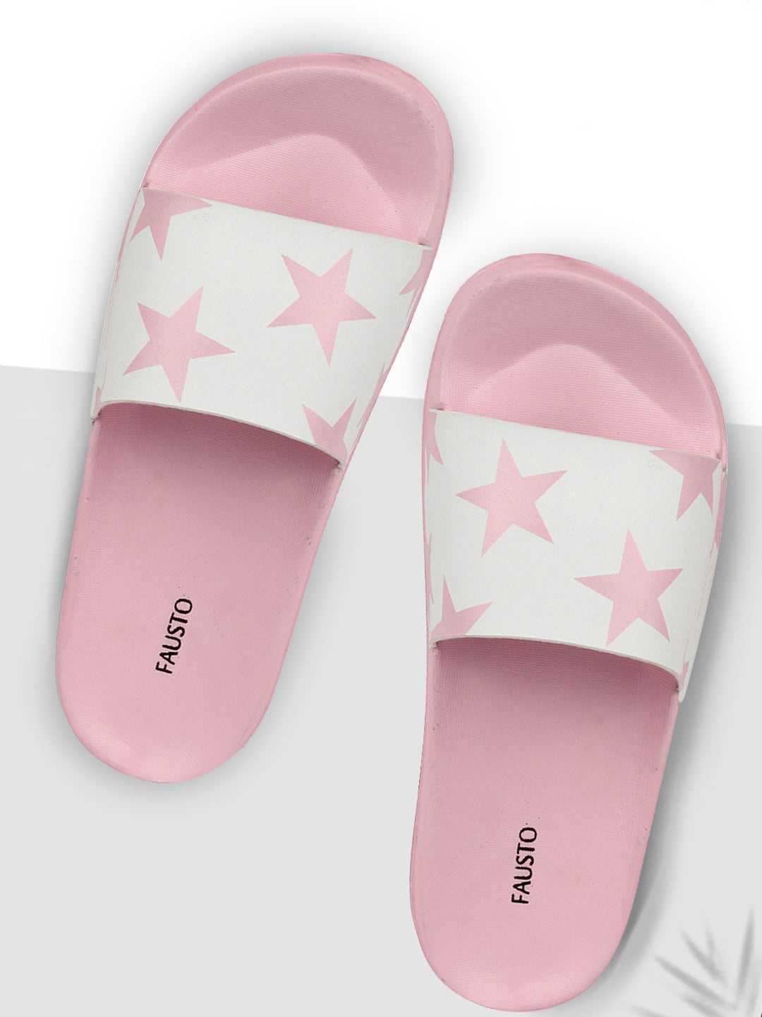 FAUSTO Women Pink & White Printed Sliders
