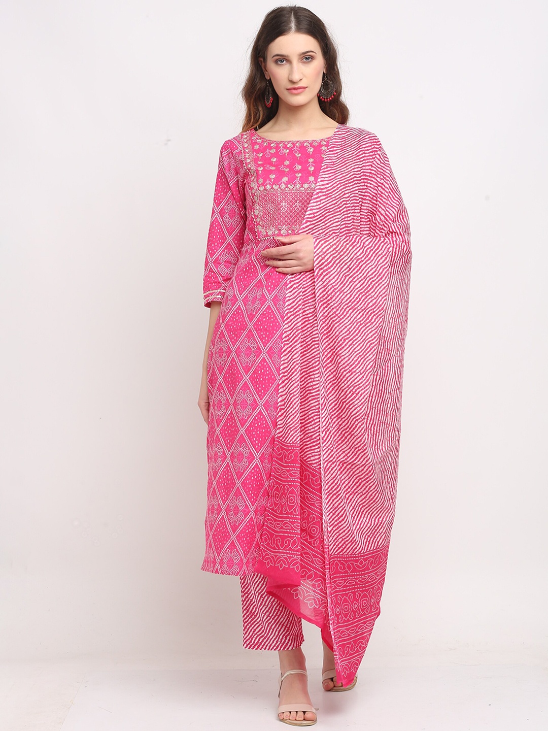 Rajnandini Women Pink Ethnic Motifs Embroidered Pure Cotton Kurta with Trousers & With Dupatta
Rajnandini Women Pink Ethnic Motifs Embroidered Pure Cotton Kurta with Trousers & With Dupatta