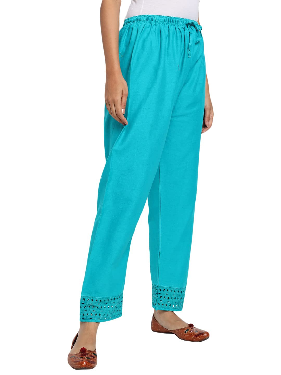 Vastraa Fusion Women Turquoise Blue Regular Fit Cotton Ethnic Palazzo With Lace Design
Vastraa Fusion Women Turquoise Blue Regular Fit Cotton Ethnic Palazzo With Lace Design
