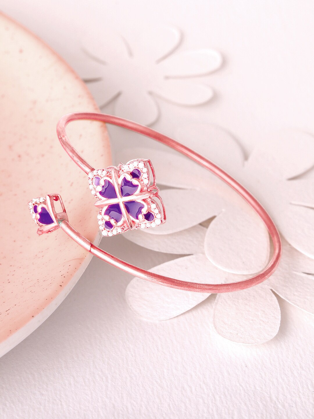 GIVA Women Rose Gold & Purple Sterling Silver Rose Gold-Plated Bangle-Style Bracelet
GIVA Women Rose Gold & Purple Sterling Silver Rose Gold-Plated Bangle-Style Bracelet