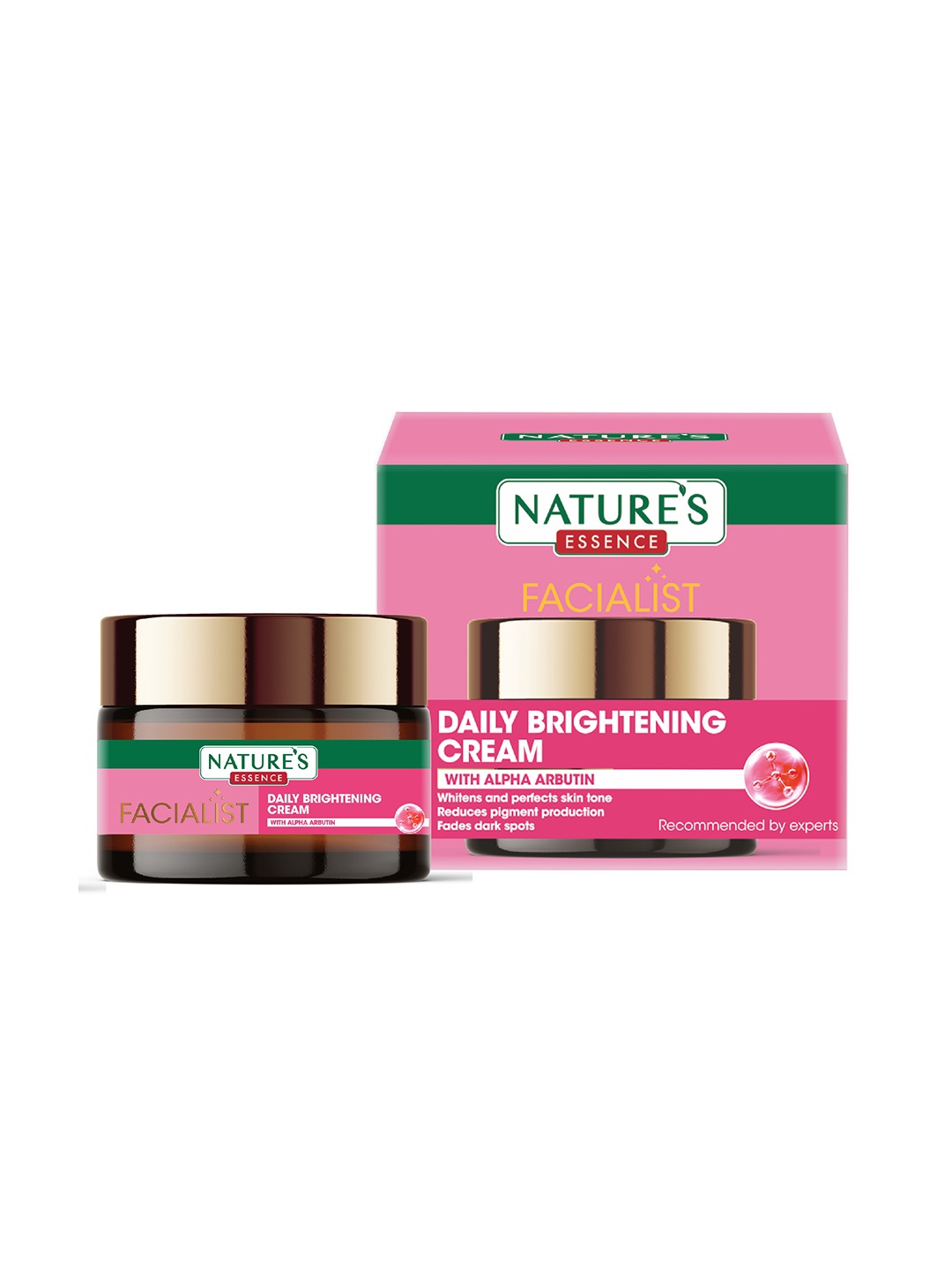 Natures Essence Facialist Daily Brightening Cream with 2% Alpha Arbutin for Dark Spots-45g, Pink
Natures Essence Facialist Daily Brightening Cream with 2% Alpha Arbutin for Dark Spots-45g, Pink