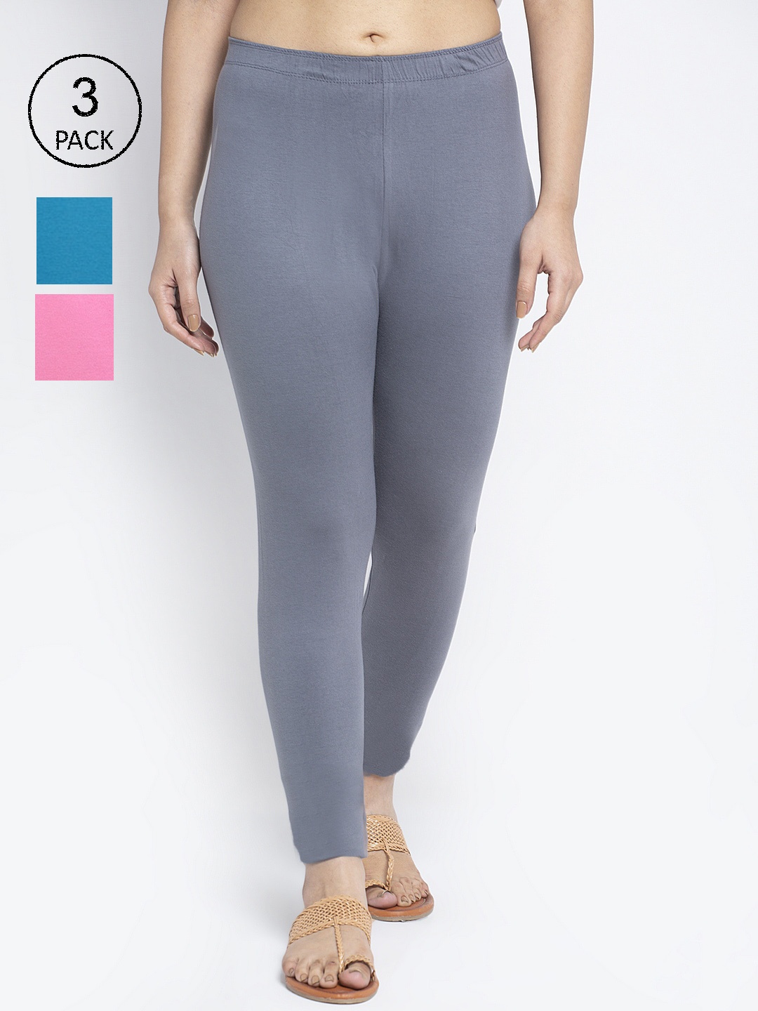 GRACIT Women Pack Of 3 Solid Ankle Length Super Combed Cotton Lycra Leggings, Grey
GRACIT Women Pack Of 3 Solid Ankle Length Super Combed Cotton Lycra Leggings, Grey