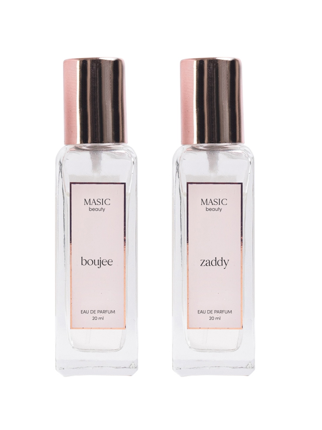 MASIC beauty His & Her Set of Boujee & Zaddy Eau De Parfum - 20 ml Each, Transparent
MASIC beauty His & Her Set of Boujee & Zaddy Eau De Parfum - 20 ml Each, Transparent