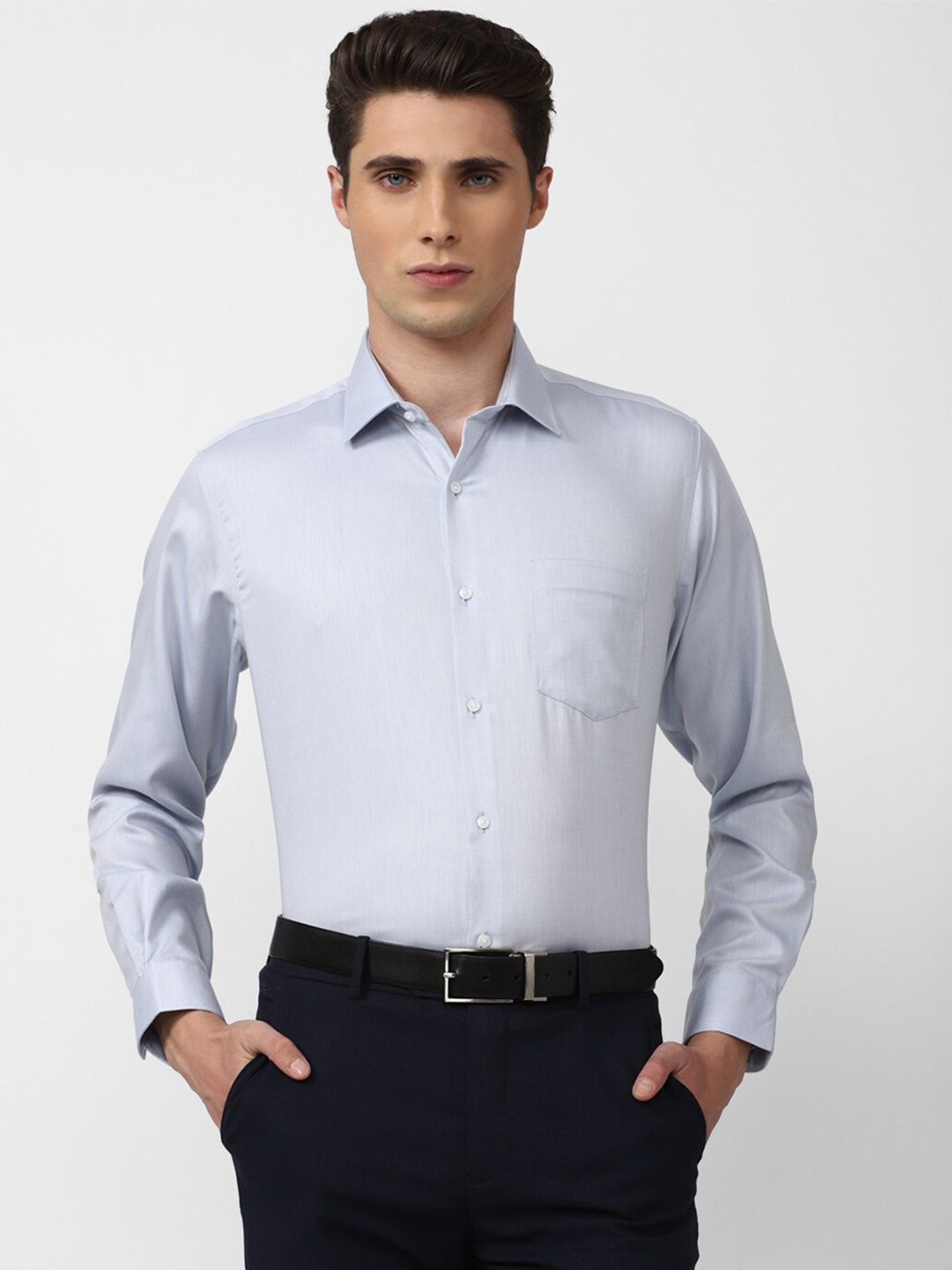Van Heusen Men Blue Pure Cotton Formal Shirt