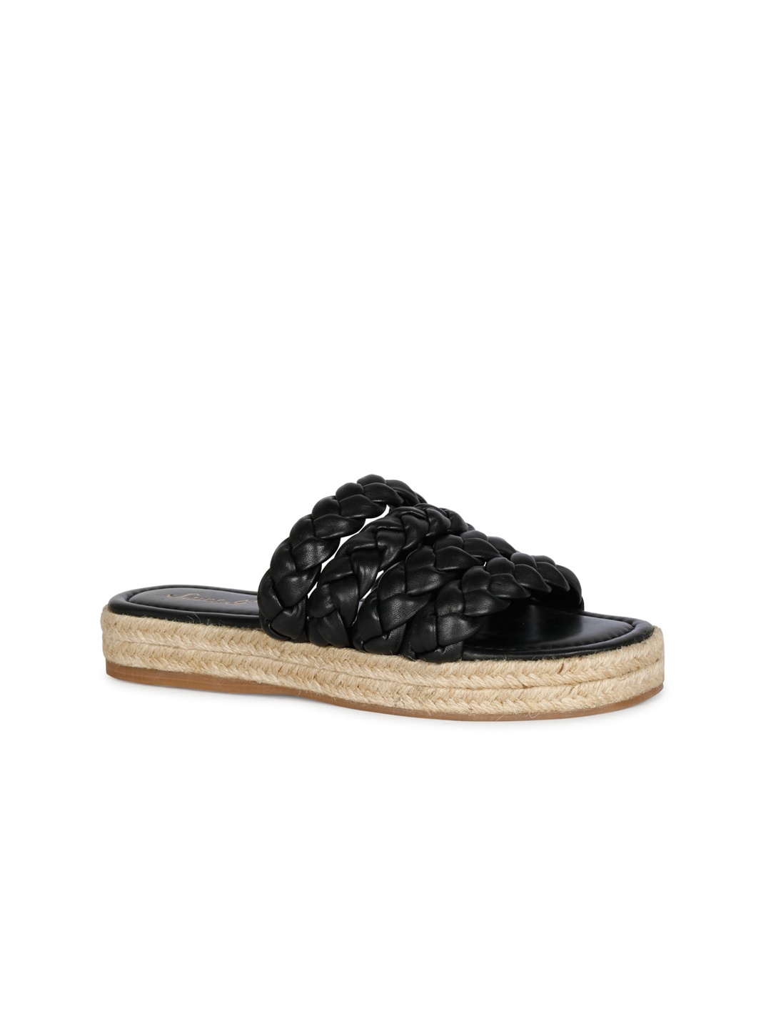 Saint G Women Black Woven Design Sliders