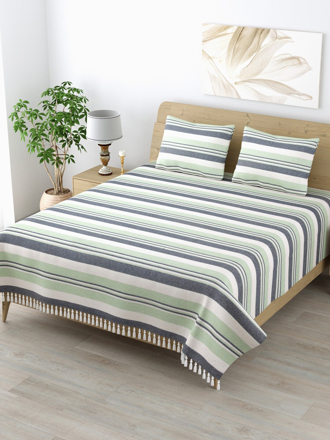 Varde Summer Green 210 TC Kerala Coarse Double Bedsheet with 2 Pillow Cover, White
Varde Summer Green 210 TC Kerala Coarse Double Bedsheet with 2 Pillow Cover, White