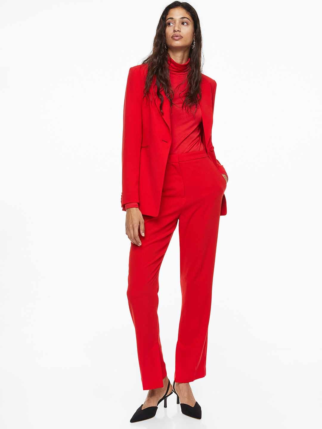 H&M Women Red Tailored trousers