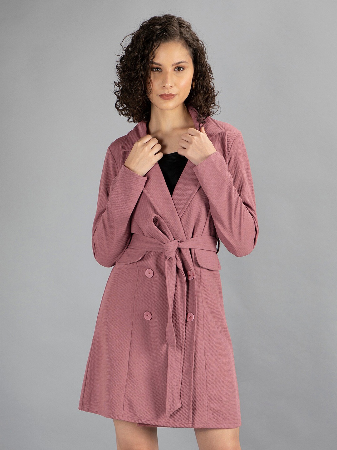 NEUDIS Women Pink Solid Blazer Dresses