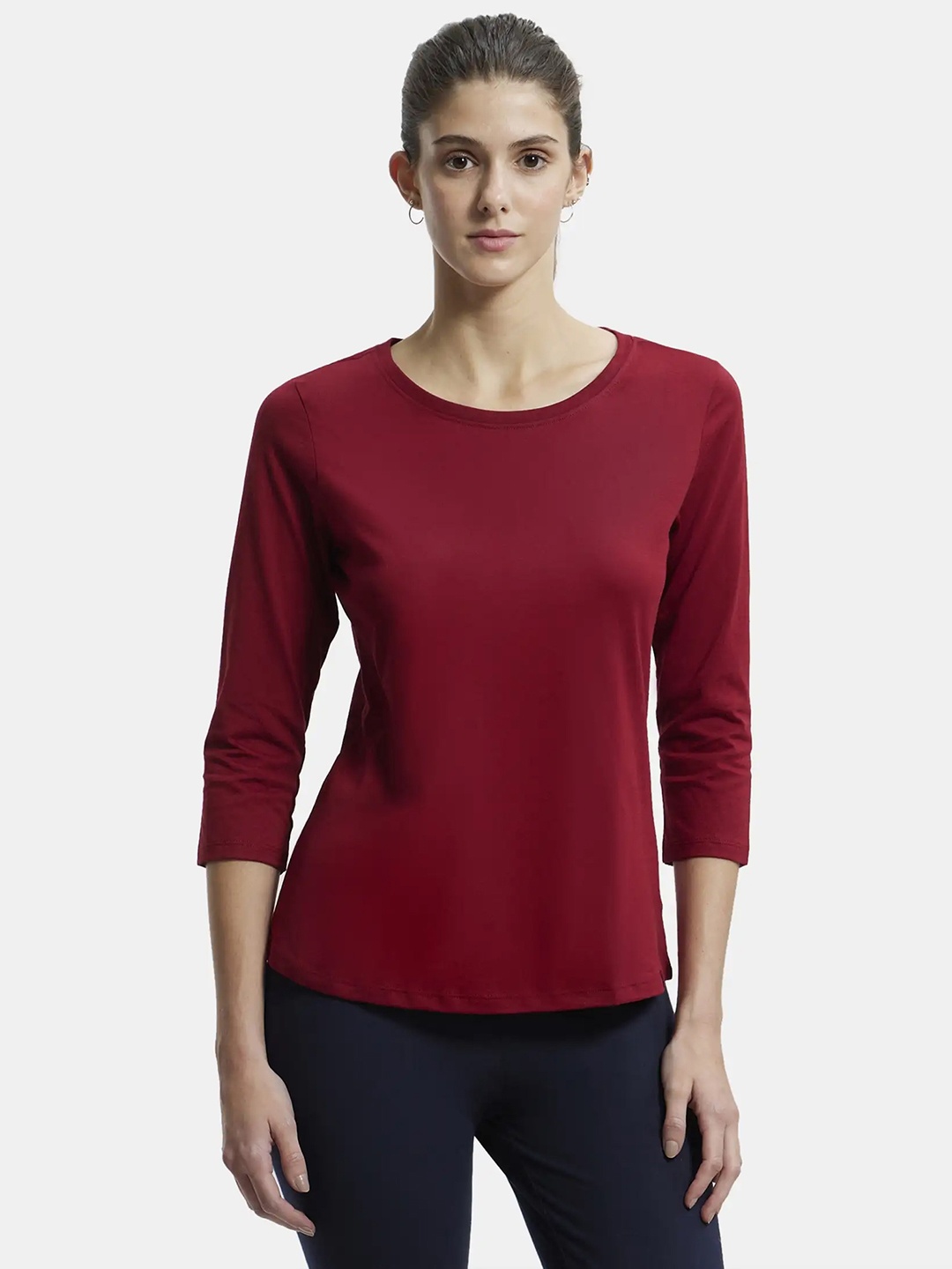 Jockey Super Combed Cotton Relaxed Fit Solid Round Neck Three Quarter Sleeve T-shirt -A100, Maroon
Jockey Super Combed Cotton Relaxed Fit Solid Round Neck Three Quarter Sleeve T-shirt -A100, Maroon