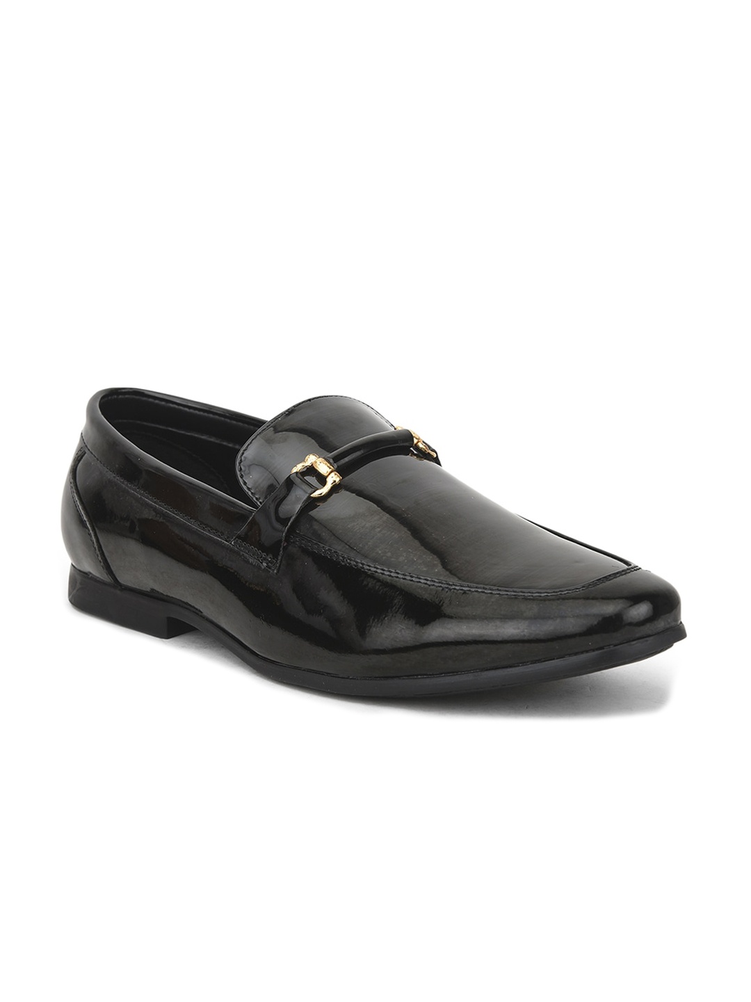 Liberty Men Black Solid Formal Slip-On Shoes