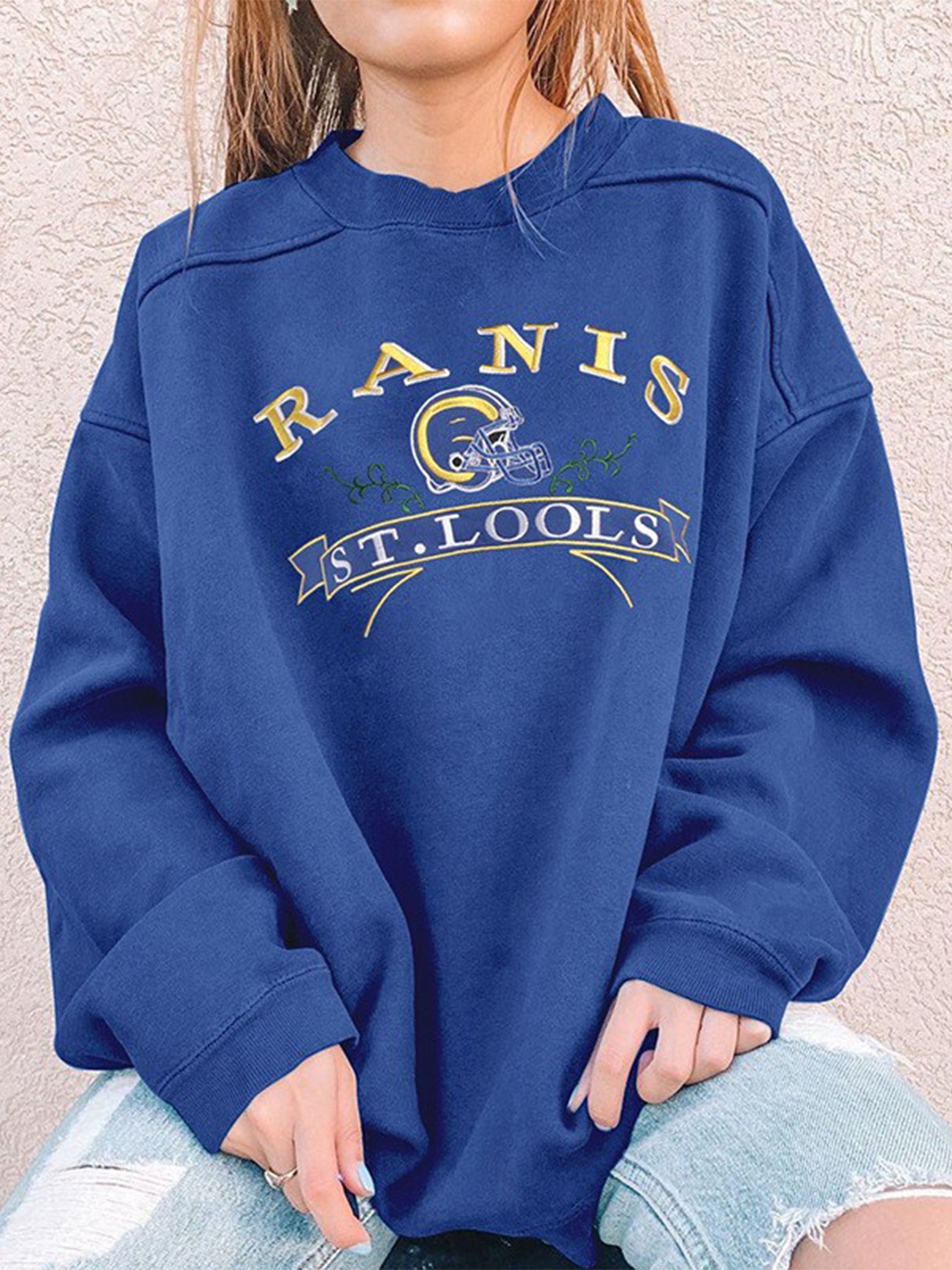 BoStreet Women Blue Printed Sweatshirt