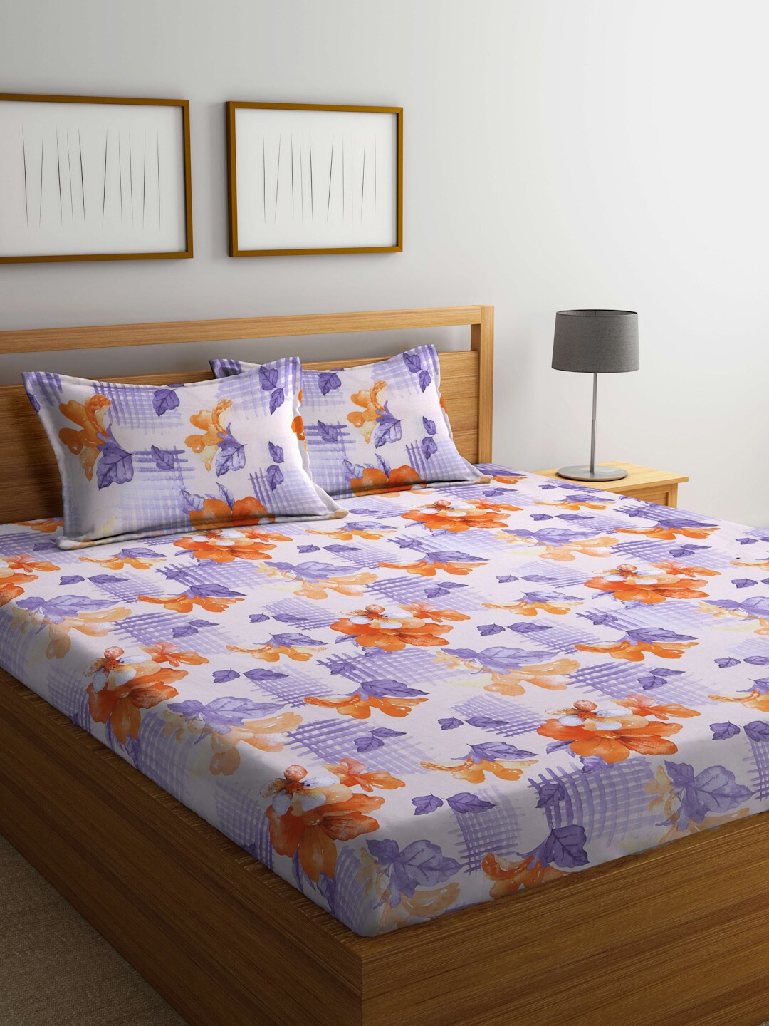 BOMBAY DYEING Orange & Purple Floral Cotton 120 TC Queen Bedsheet with 2 Pillow Covers
BOMBAY DYEING Orange & Purple Floral Cotton 120 TC Queen Bedsheet with 2 Pillow Covers