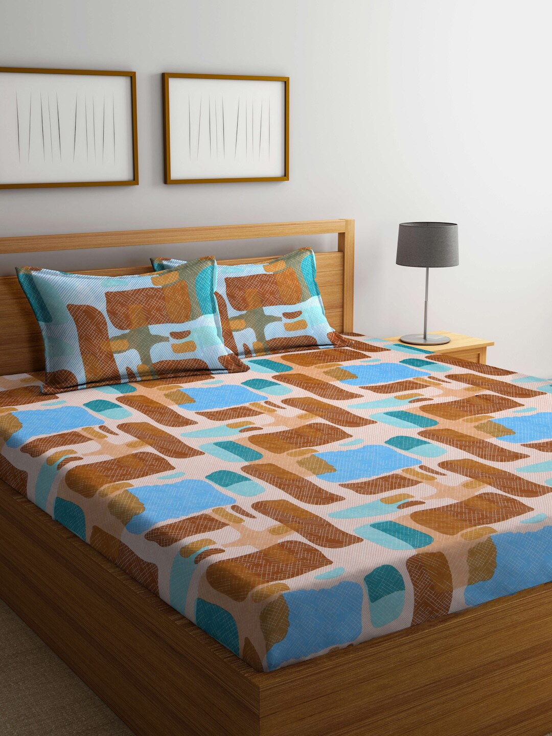 BOMBAY DYEING Blue & Brown Geometric Cotton 100 TC Queen Bedsheet with 2 Pillow Covers
BOMBAY DYEING Blue & Brown Geometric Cotton 100 TC Queen Bedsheet with 2 Pillow Covers