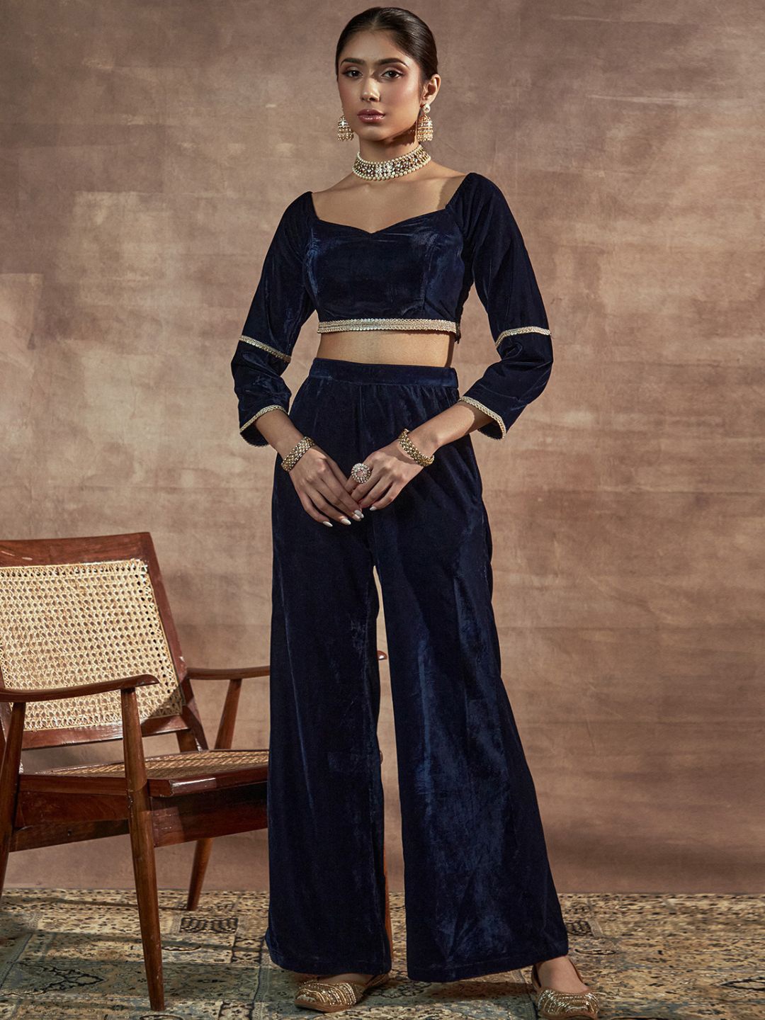 Alaya By Stage3 Women Navy Blue Gotta Patti Velvet Kurta with Palazzos & With Dupatta
Alaya By Stage3 Women Navy Blue Gotta Patti Velvet Kurta with Palazzos & With Dupatta