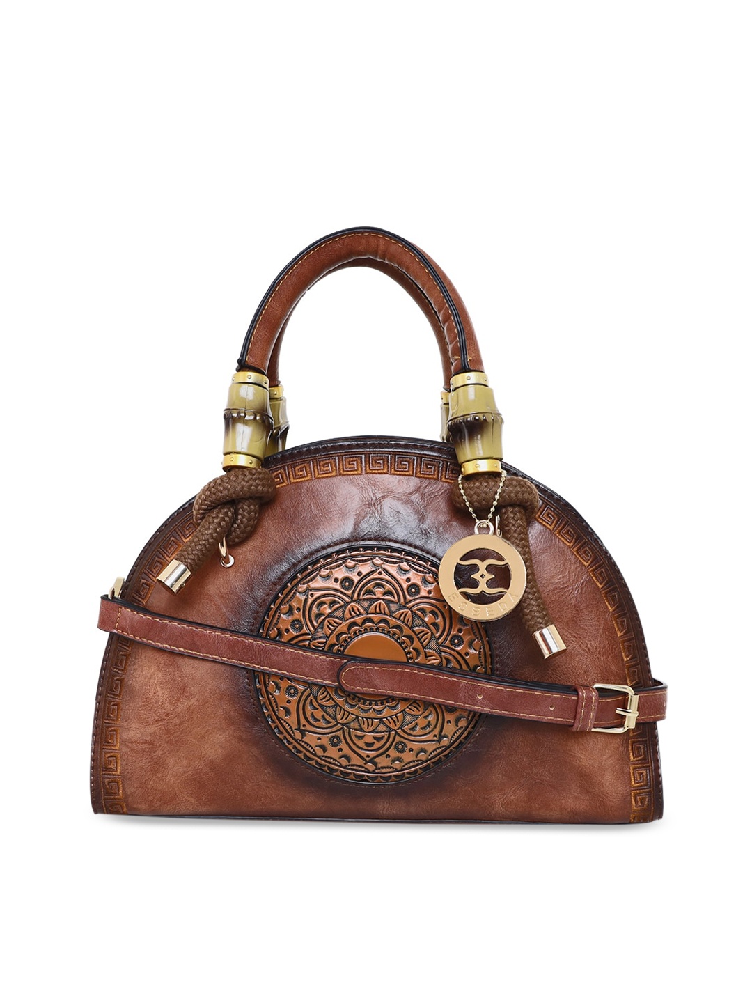 ESBEDA Tan Textured PU Half Moon Handheld Bag