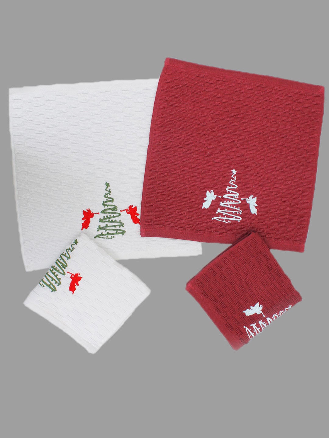 AVI Living Red & White Set Of 4 Christmas Embroidered 500 GSM Pure Cotton Face Towels
AVI Living Red & White Set Of 4 Christmas Embroidered 500 GSM Pure Cotton Face Towels