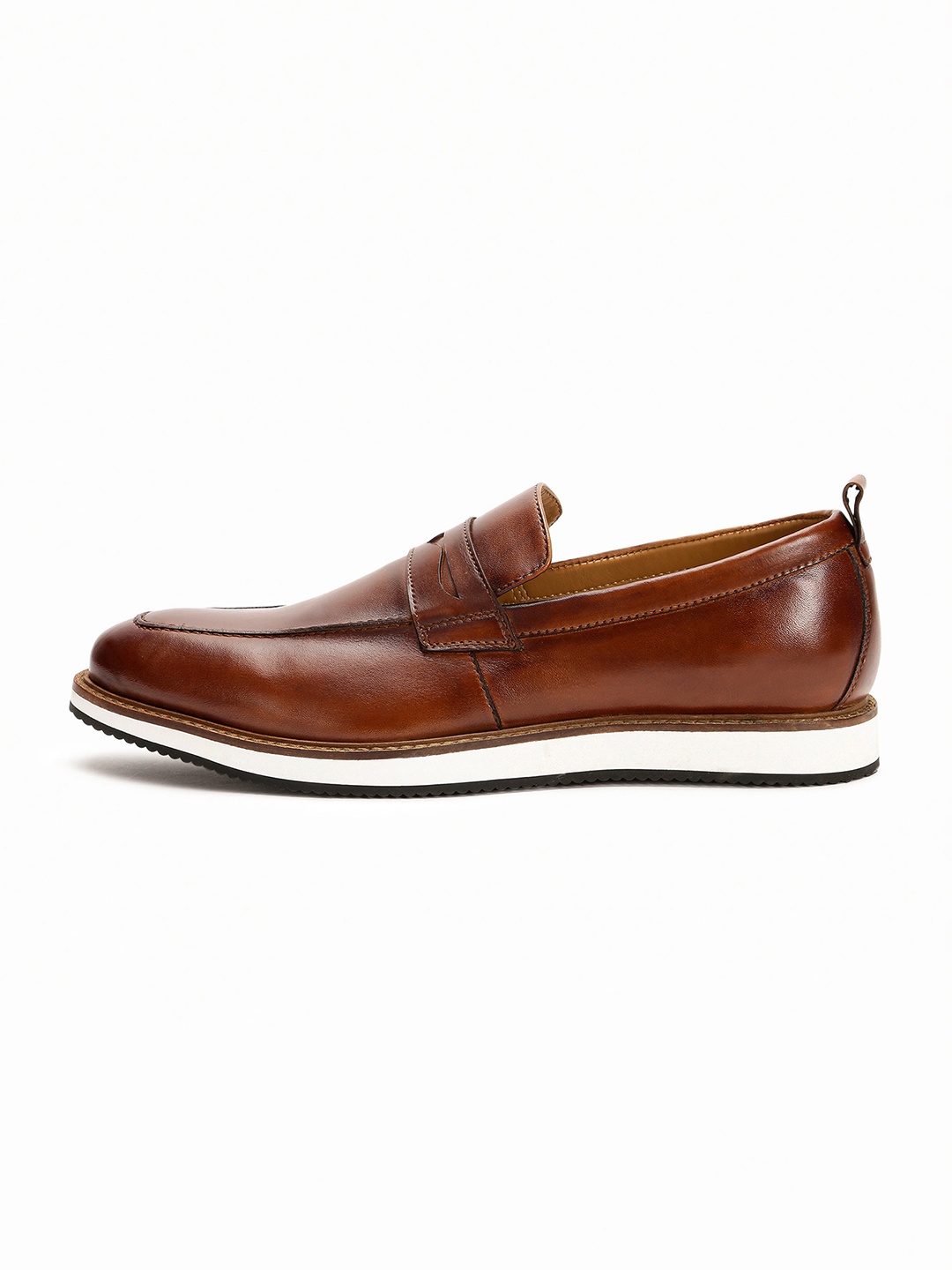 RARE RABBIT Men Tan Perforations Penny Loafers