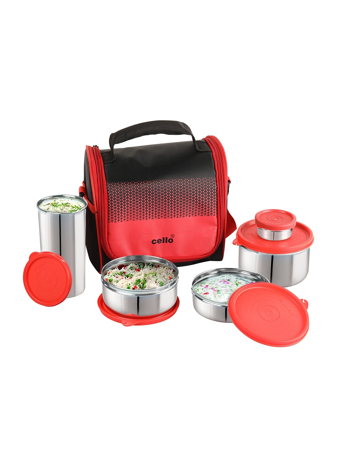 Cello Red & Silver-Toned Max Fresh Fresh Matiz Stainless Steel Combo Lunch Box With Bag
Cello Red & Silver-Toned Max Fresh Fresh Matiz Stainless Steel Combo Lunch Box With Bag