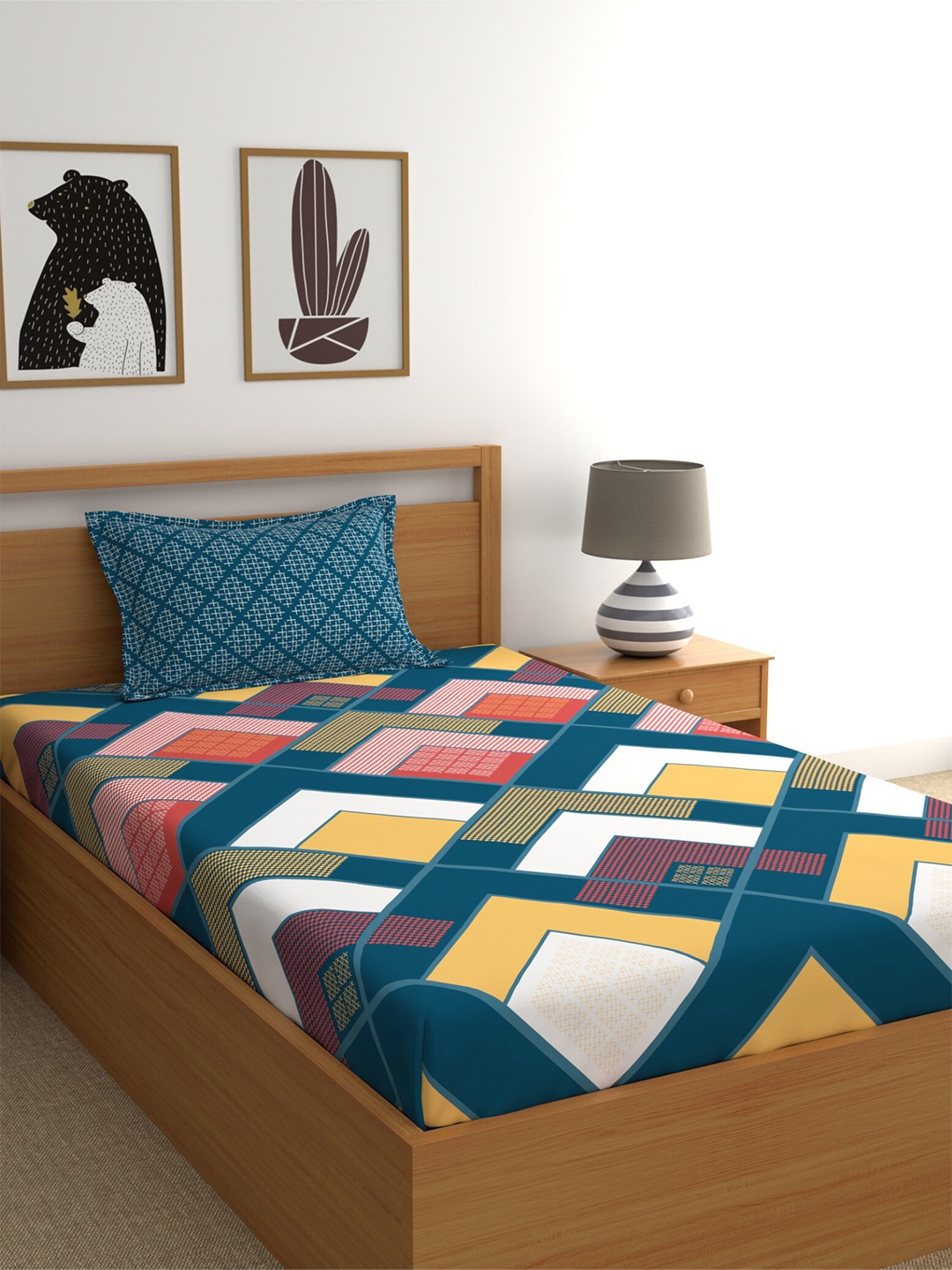 Home Ecstasy Teal & White &Yellow 140 TC Pure Cotton Single Bedsheet with Pillow Cover
Home Ecstasy Teal & White &Yellow 140 TC Pure Cotton Single Bedsheet with Pillow Cover