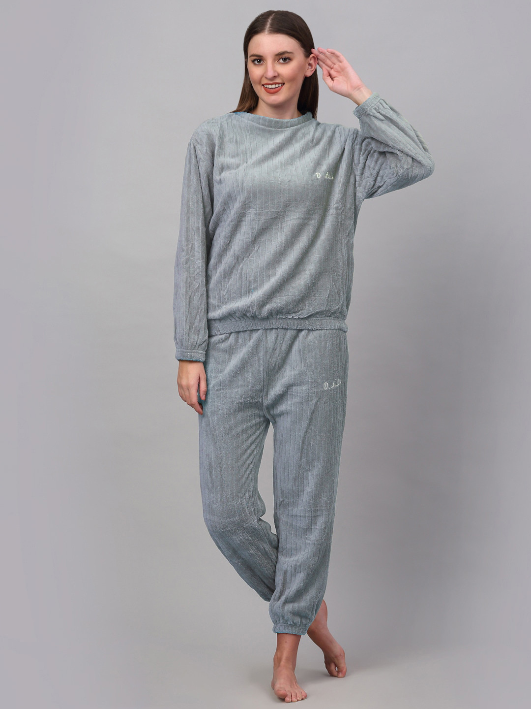 Arrabi Women Grey Striped Night Suit
Arrabi Women Grey Striped Night Suit