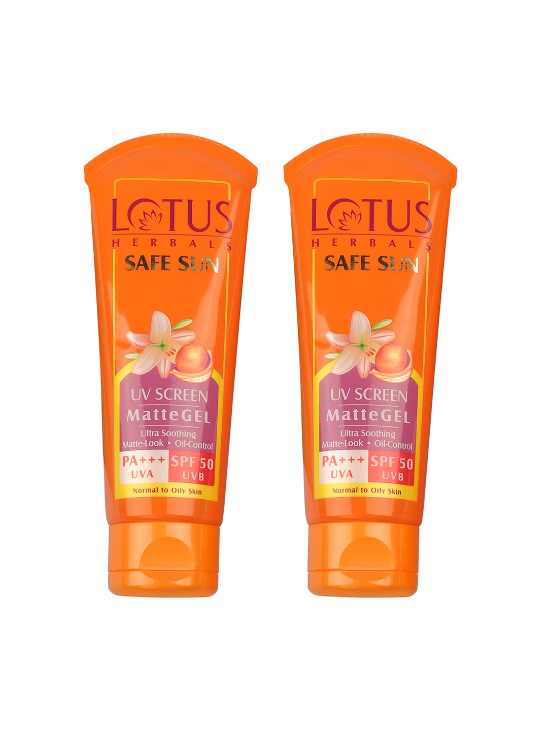 Lotus Herbals Set of 2 Safe Sun UV Screen MatteGel Sunscreen SPF50 - 100g each, Orange
Lotus Herbals Set of 2 Safe Sun UV Screen MatteGel Sunscreen SPF50 - 100g each, Orange