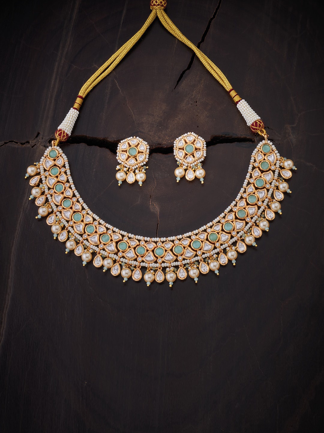 Kushal's Fashion Jewellery Women GoldPlated White & Sea Green Kundan & Pearl Jewellery Set, Gold
Kushal's Fashion Jewellery Women GoldPlated White & Sea Green Kundan & Pearl Jewellery Set, Gold