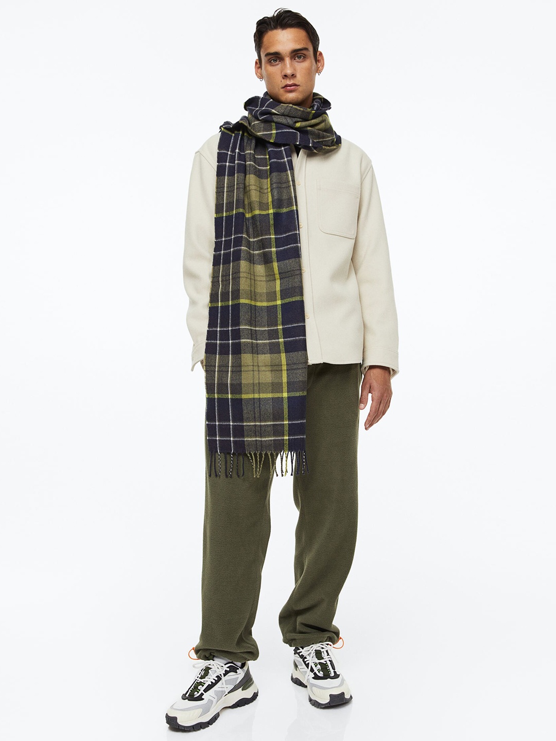 H&M Men Green Patterned Scarf