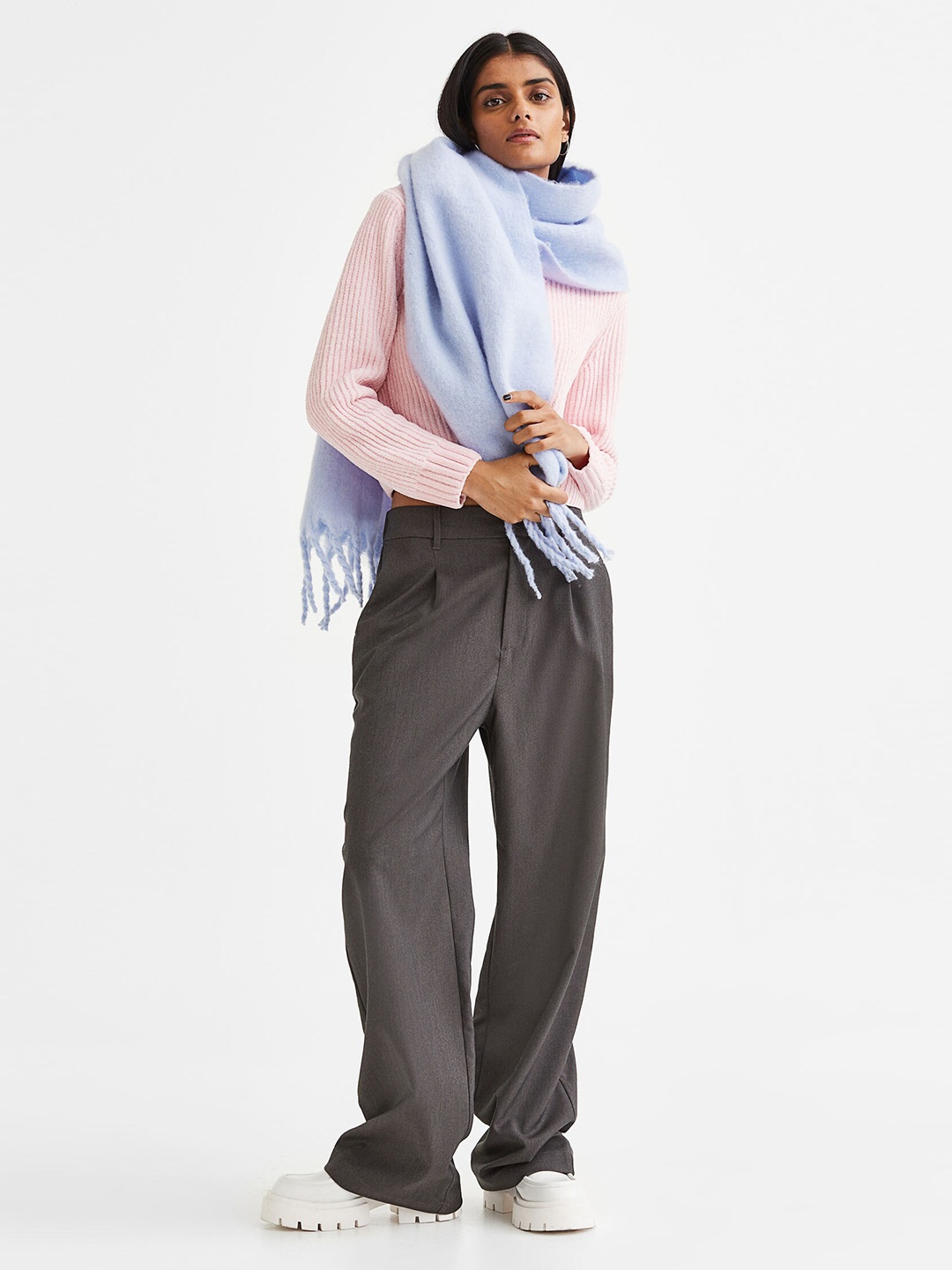H&M Women Blue Fringed Scarf