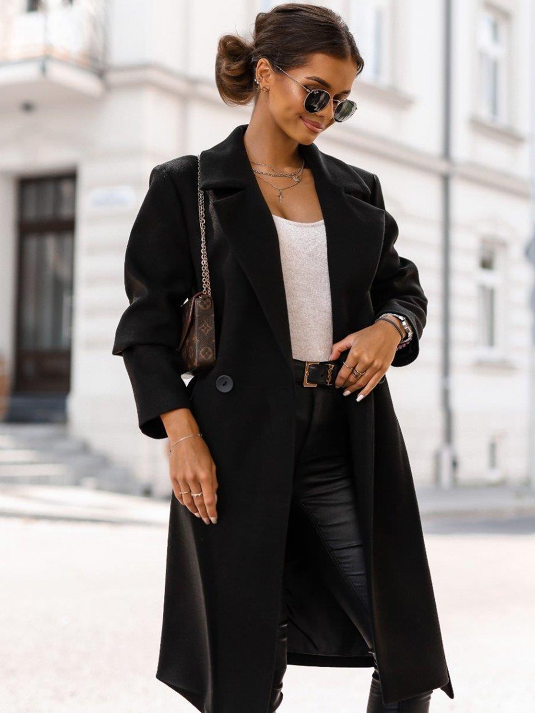 BoStreet Women Black Solid Double-Breasted Overcoat
BoStreet Women Black Solid Double-Breasted Overcoat