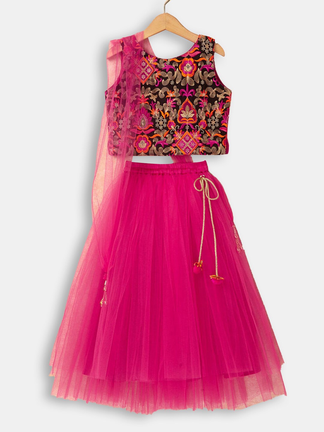 Hopscotch Girls Pink & Black Embroidered Ready to Wear Lehenga & Blouse With Dupatta
Hopscotch Girls Pink & Black Embroidered Ready to Wear Lehenga & Blouse With Dupatta