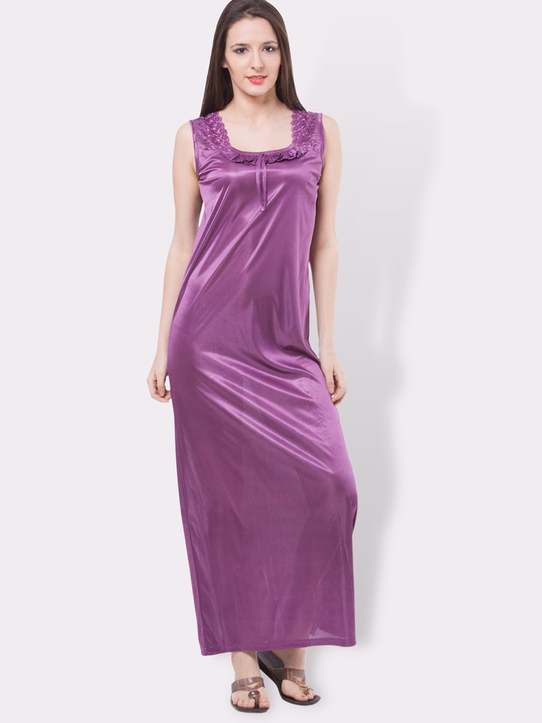 Fasense Women Purple Maxi Nightdress