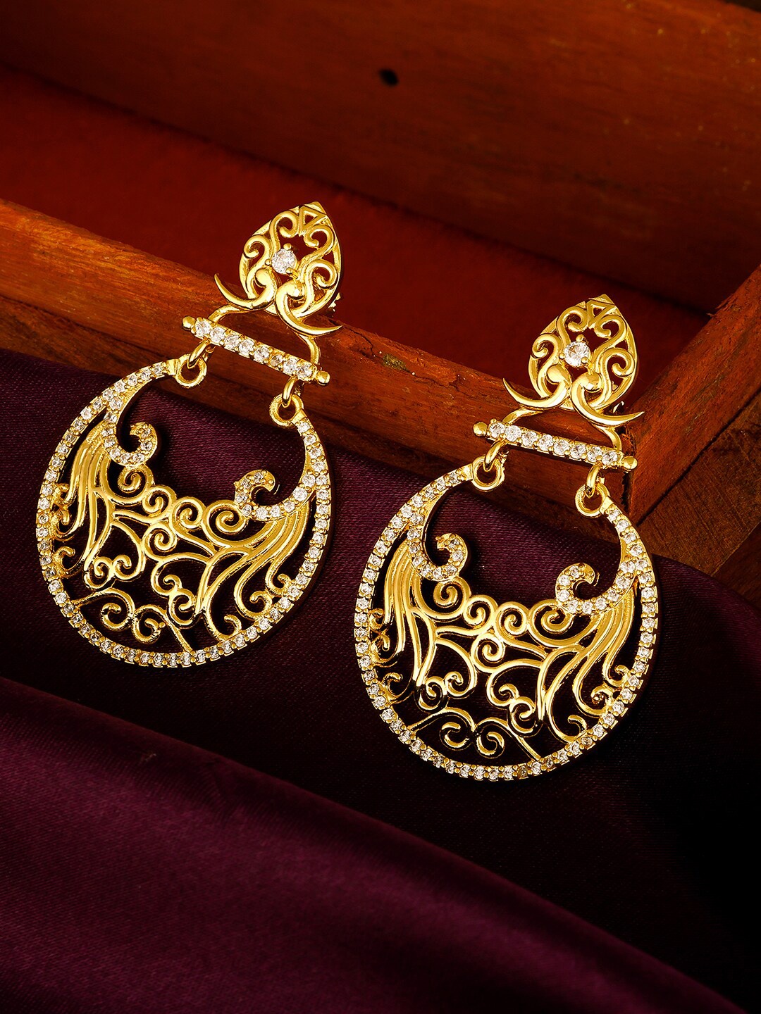 GIVA Gold-Toned Gold Plated Contemporary Chandbalis Earrings