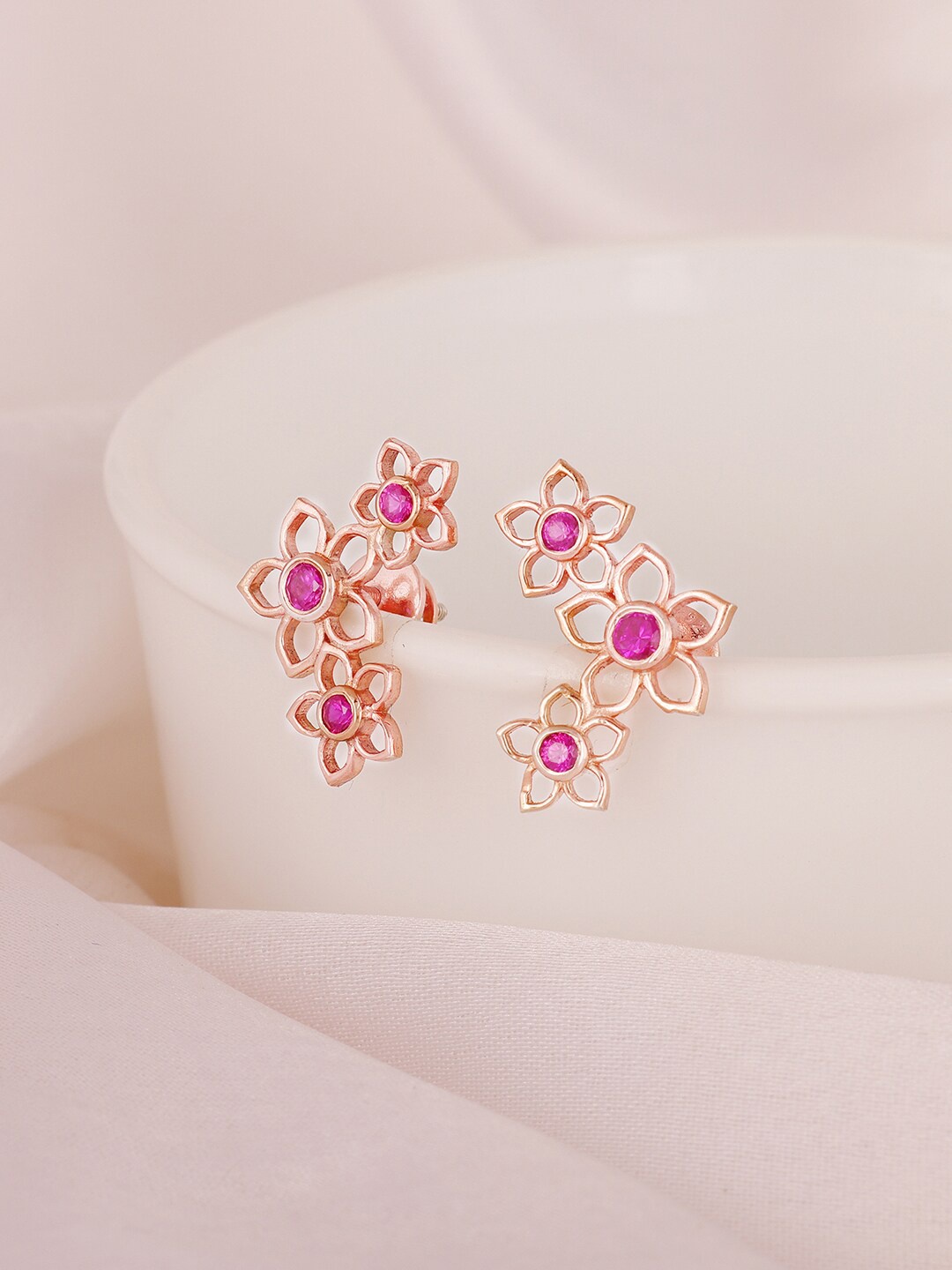 GIVA Rose Gold & Pink Rose Gold Plated Contemporary Studs Earrings
