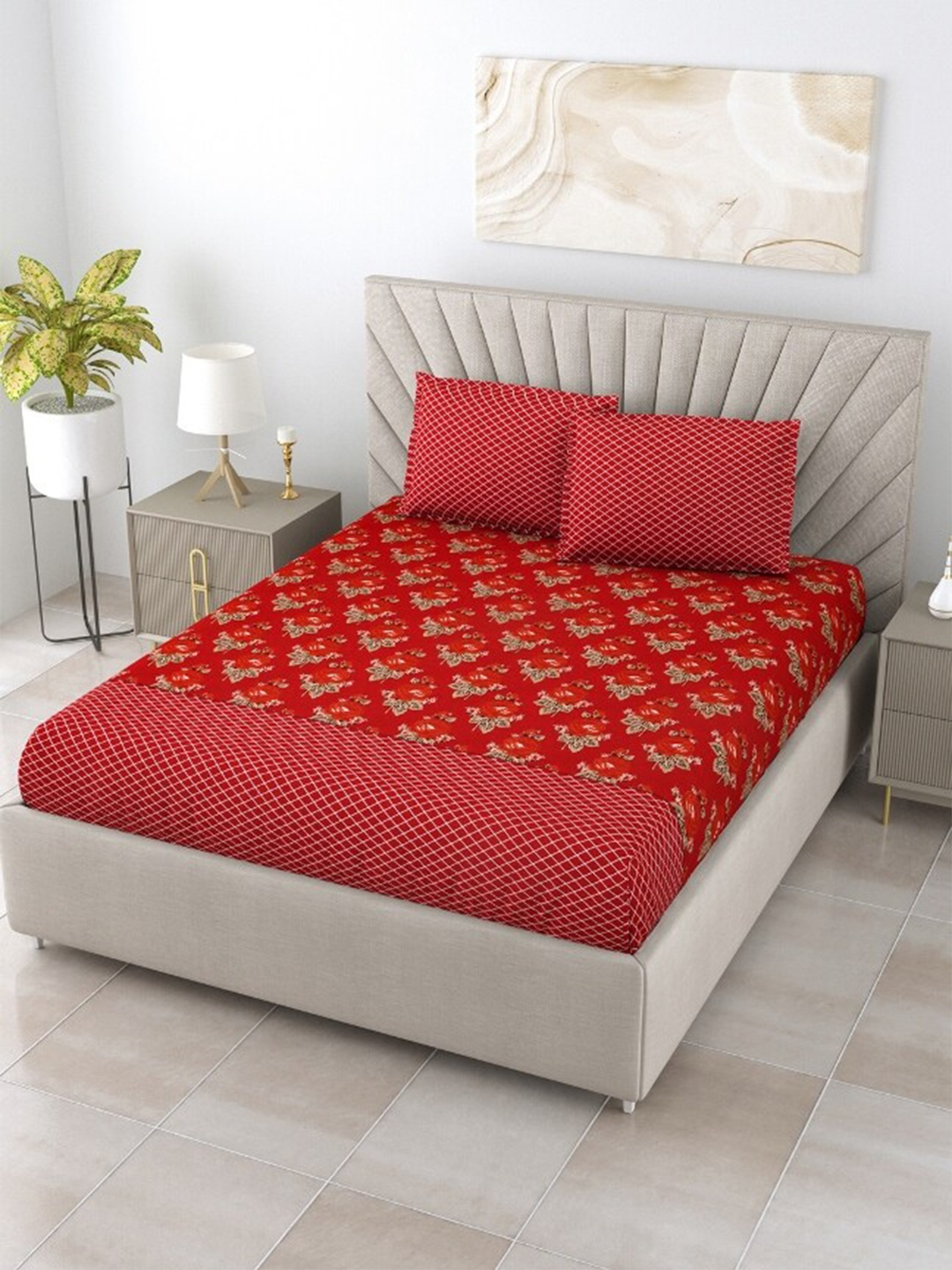 Salona Bichona Winter Bedsheet Collection Floral Cotton Queen Bedsheet & 2 Pillow Covers, Red
Salona Bichona Winter Bedsheet Collection Floral Cotton Queen Bedsheet & 2 Pillow Covers, Red