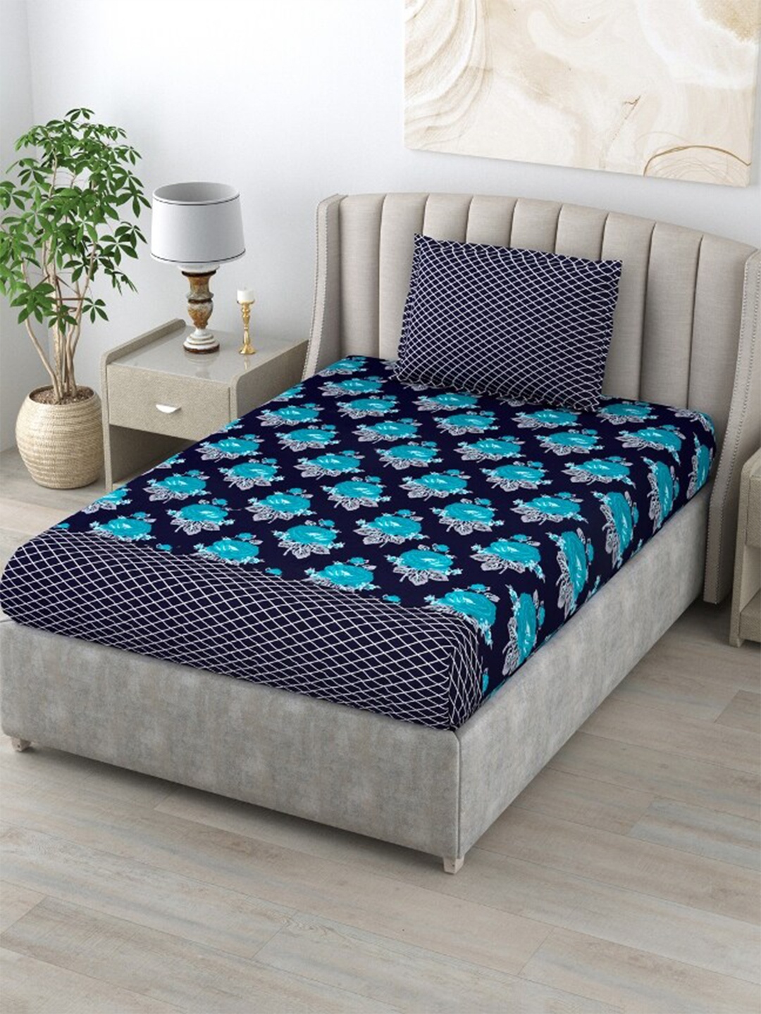 Salona Bichona Winter Bedsheet Collection Floral Cotton Single Bedsheet &1 Pillow Cover, Blue
Salona Bichona Winter Bedsheet Collection Floral Cotton Single Bedsheet &1 Pillow Cover, Blue