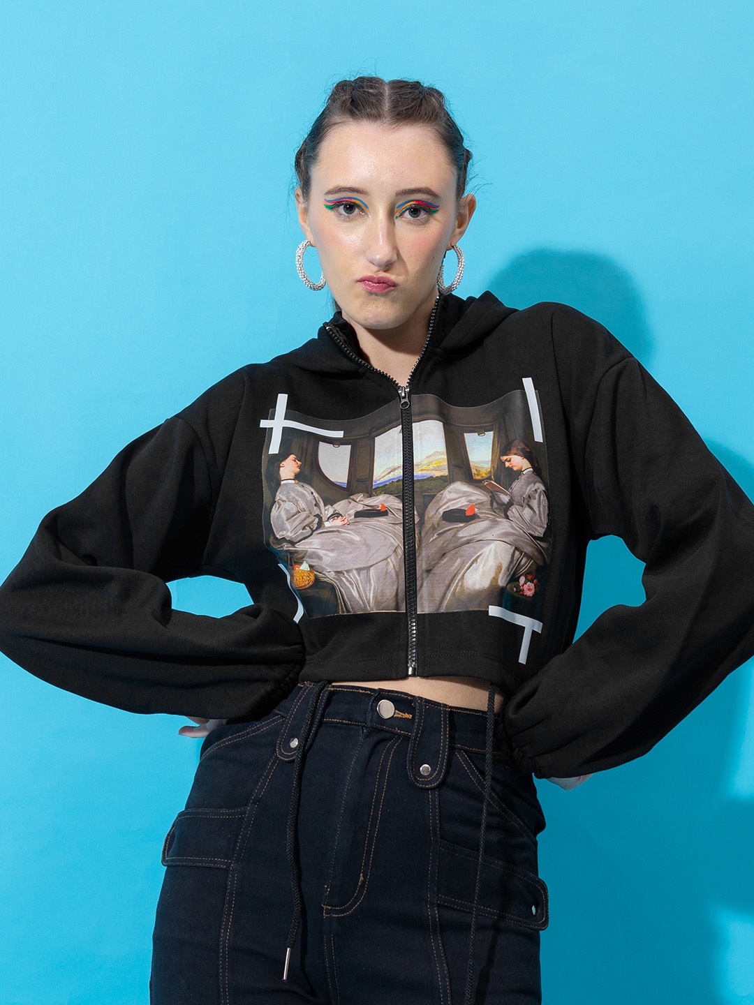 Stylecast X Hersheinbox Women Jet Black Graphic Printed Cotton Hooded Crop Sweatshirt
Stylecast X Hersheinbox Women Jet Black Graphic Printed Cotton Hooded Crop Sweatshirt